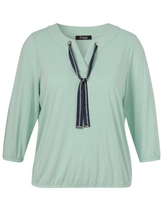 T-Shirt V-Ausschnitt 3/4 Arm Schluppe (Mint / Navy)