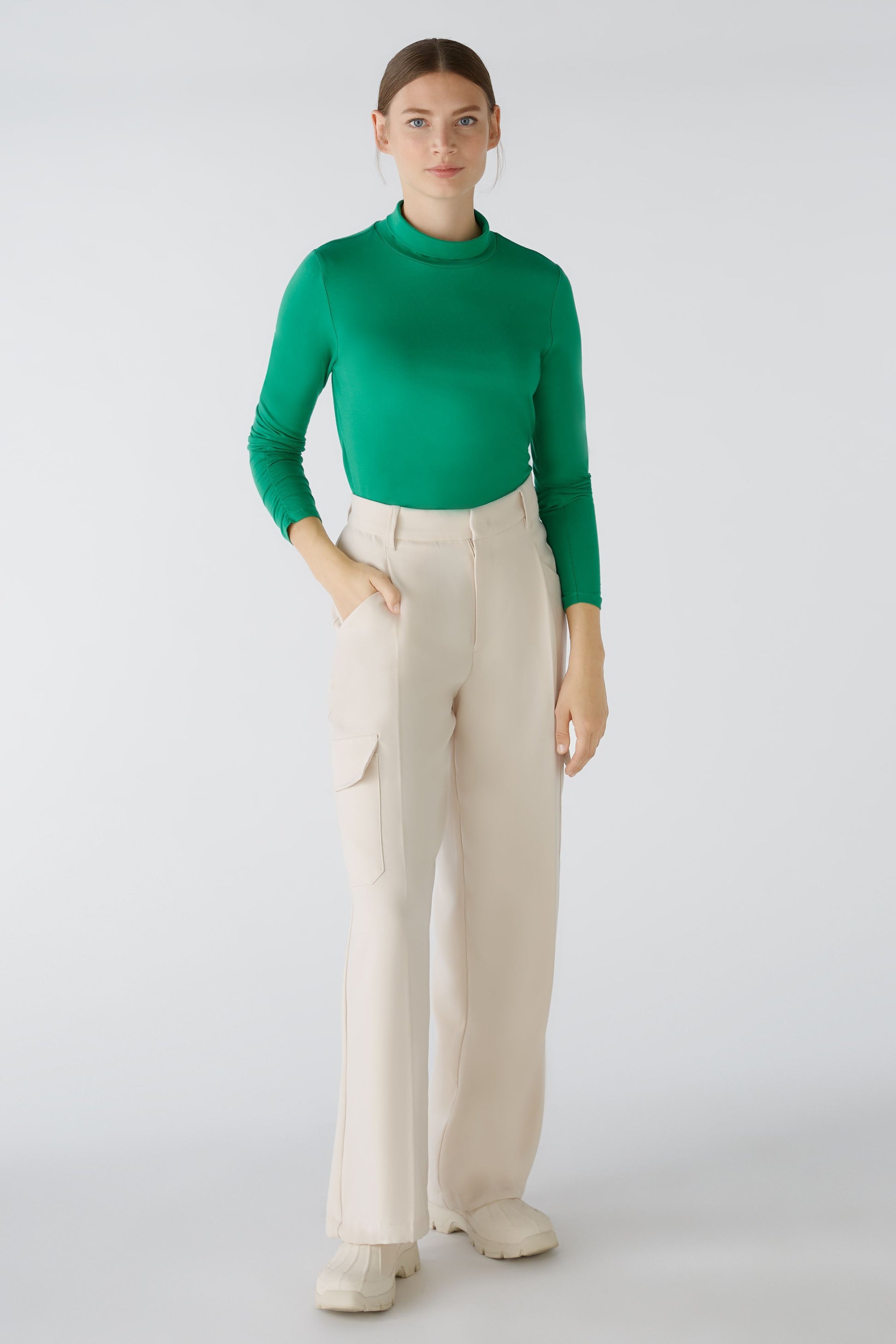 Stehkragenshirt elastische Cotton-Modalqualität (Green)