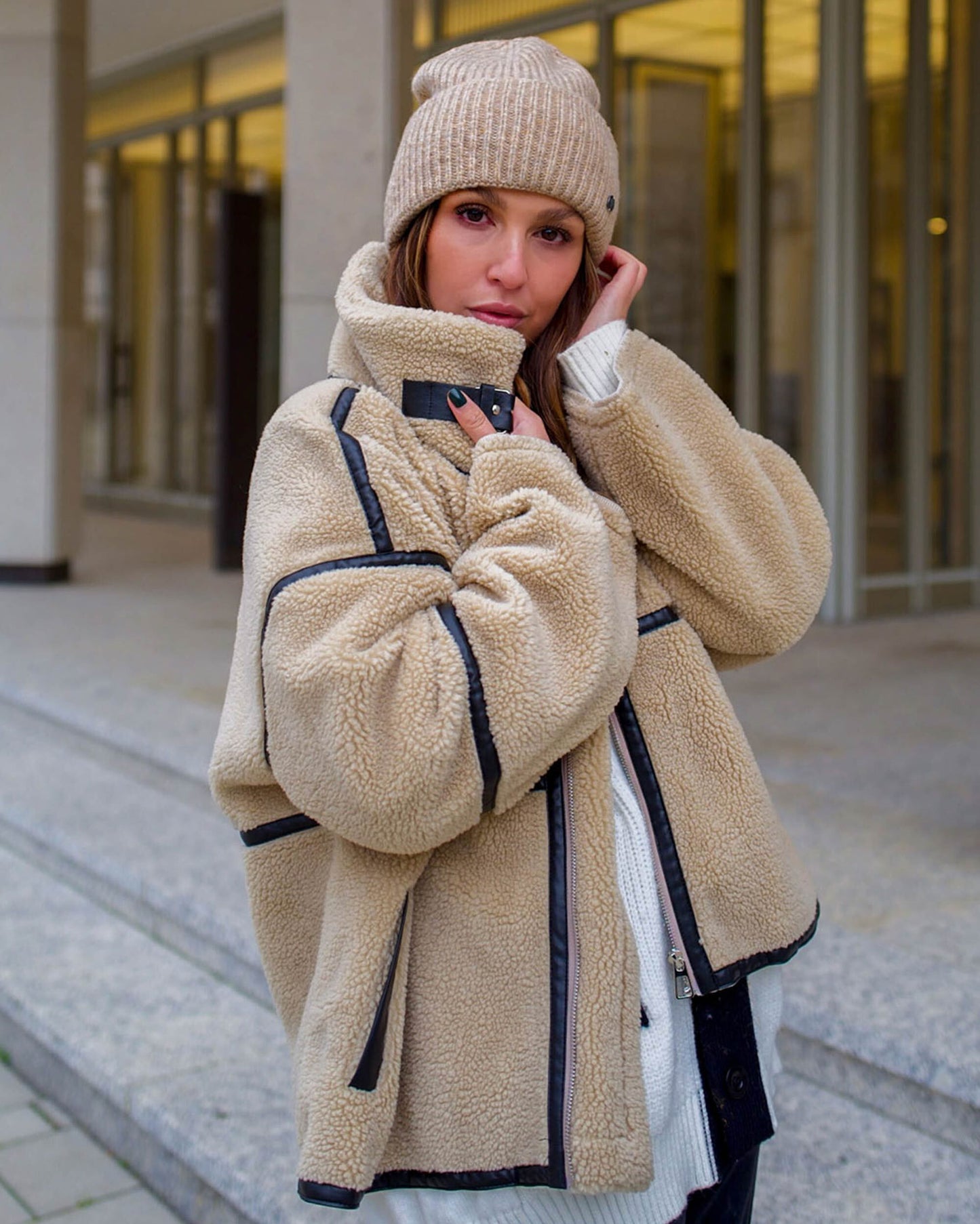 Mütze Strickmütze in Wollmischung (Camel)