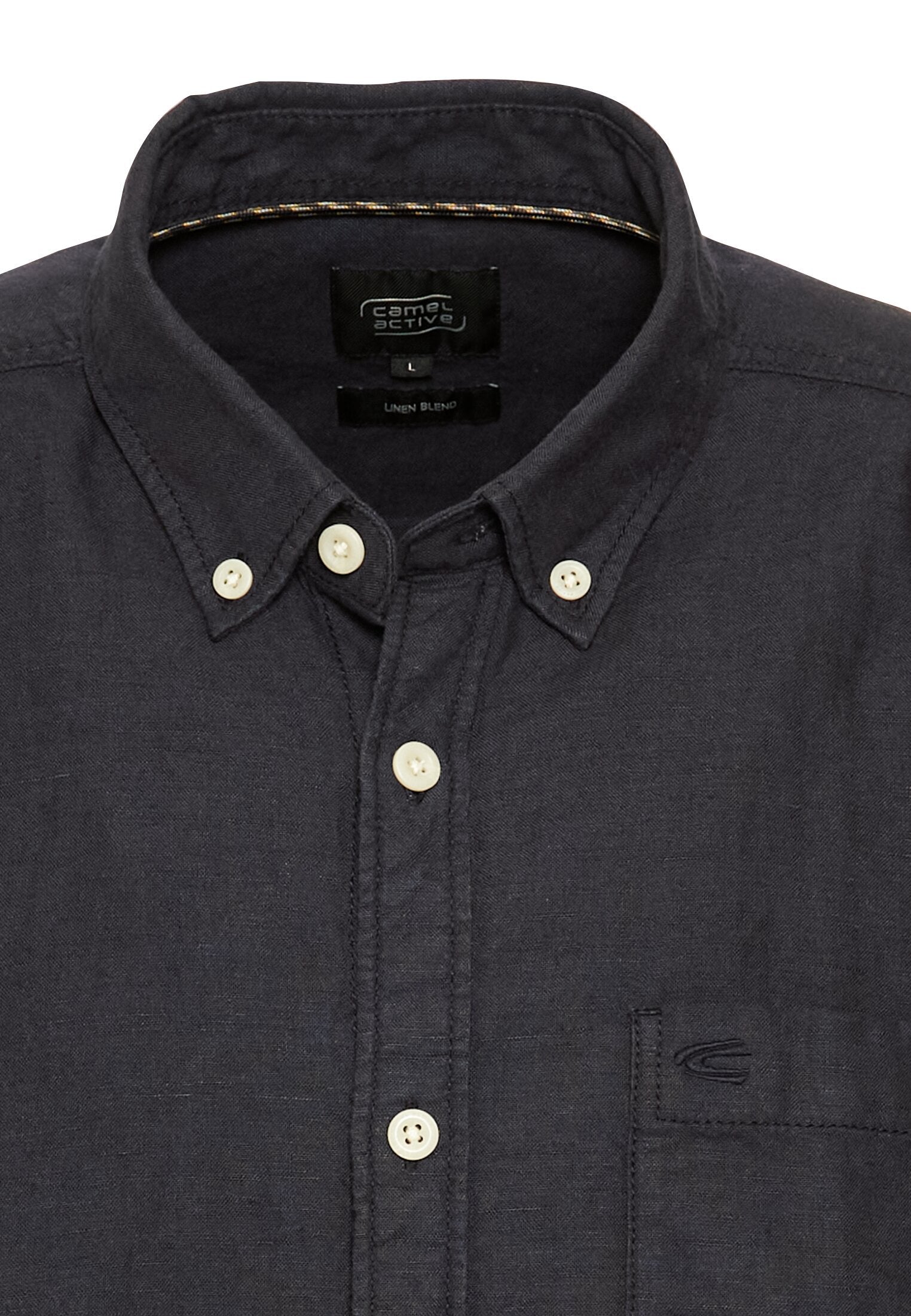 Kurzarmhemd aus einem Baumwoll-Leinenmix (Dark Navy)