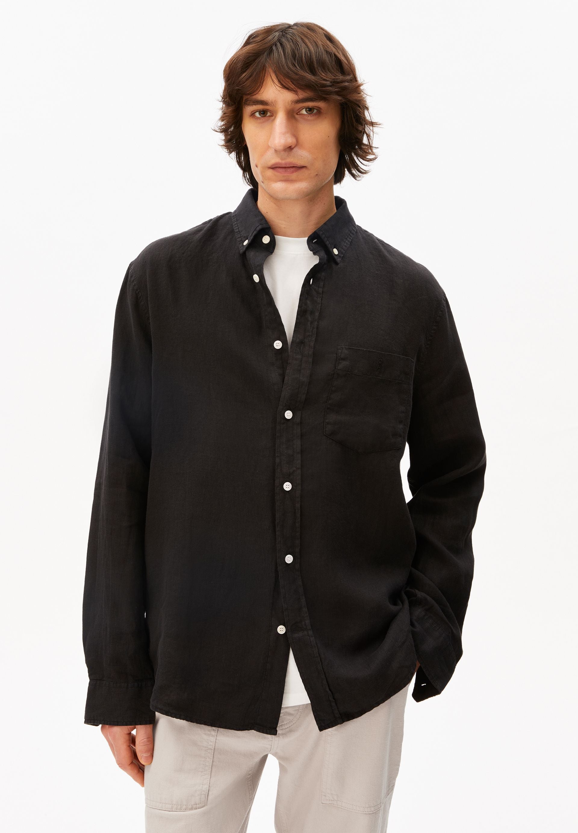 Linen Longsleeve Shirt (Black)
