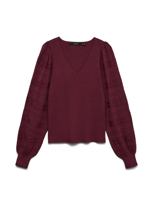 Vmnewlimone Ls V-neck Pullover Boo (Windsor Wine)