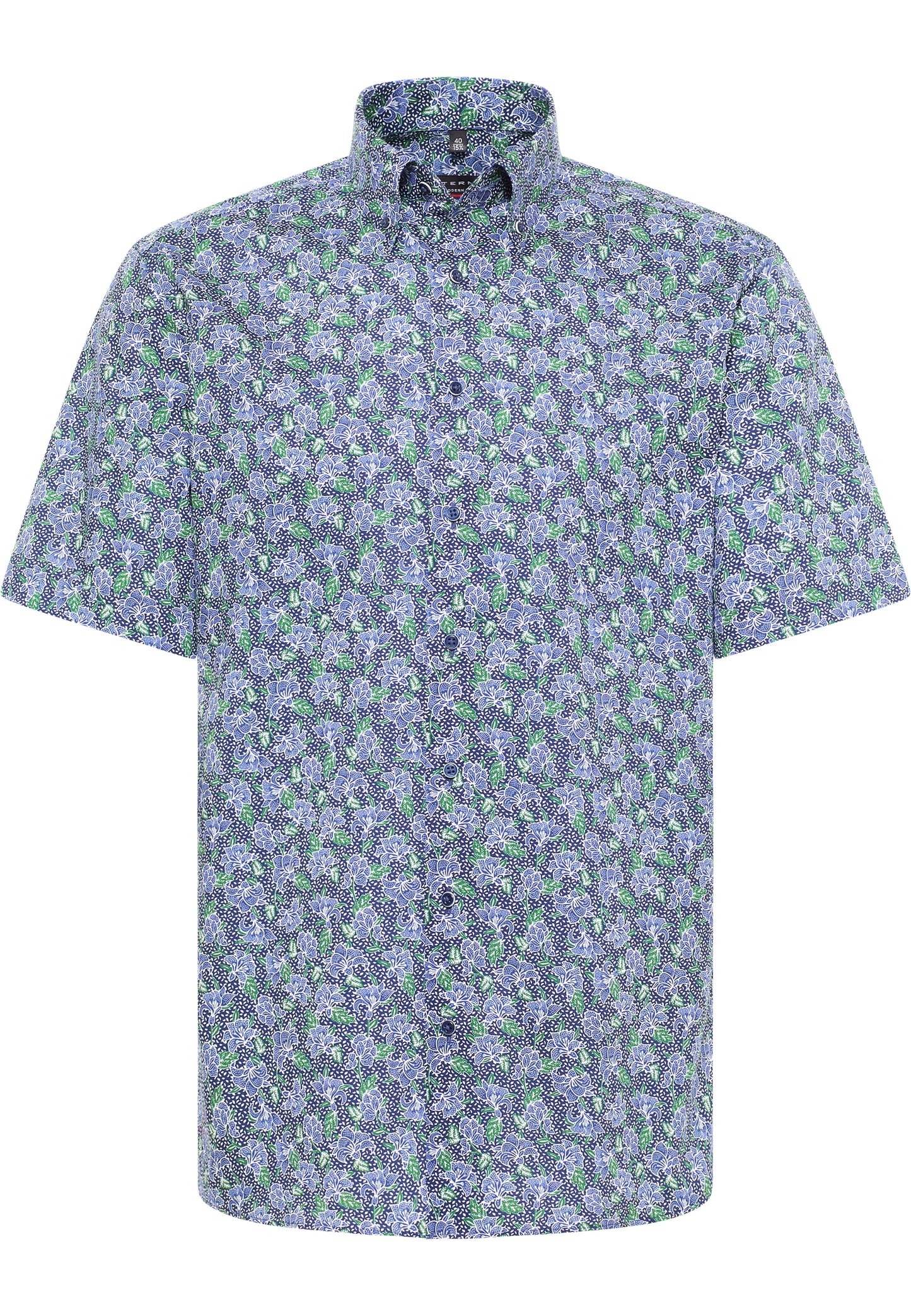 ETERNA bedrucktes Twill-Kurzarmhemd MODERN FIT (Grün)