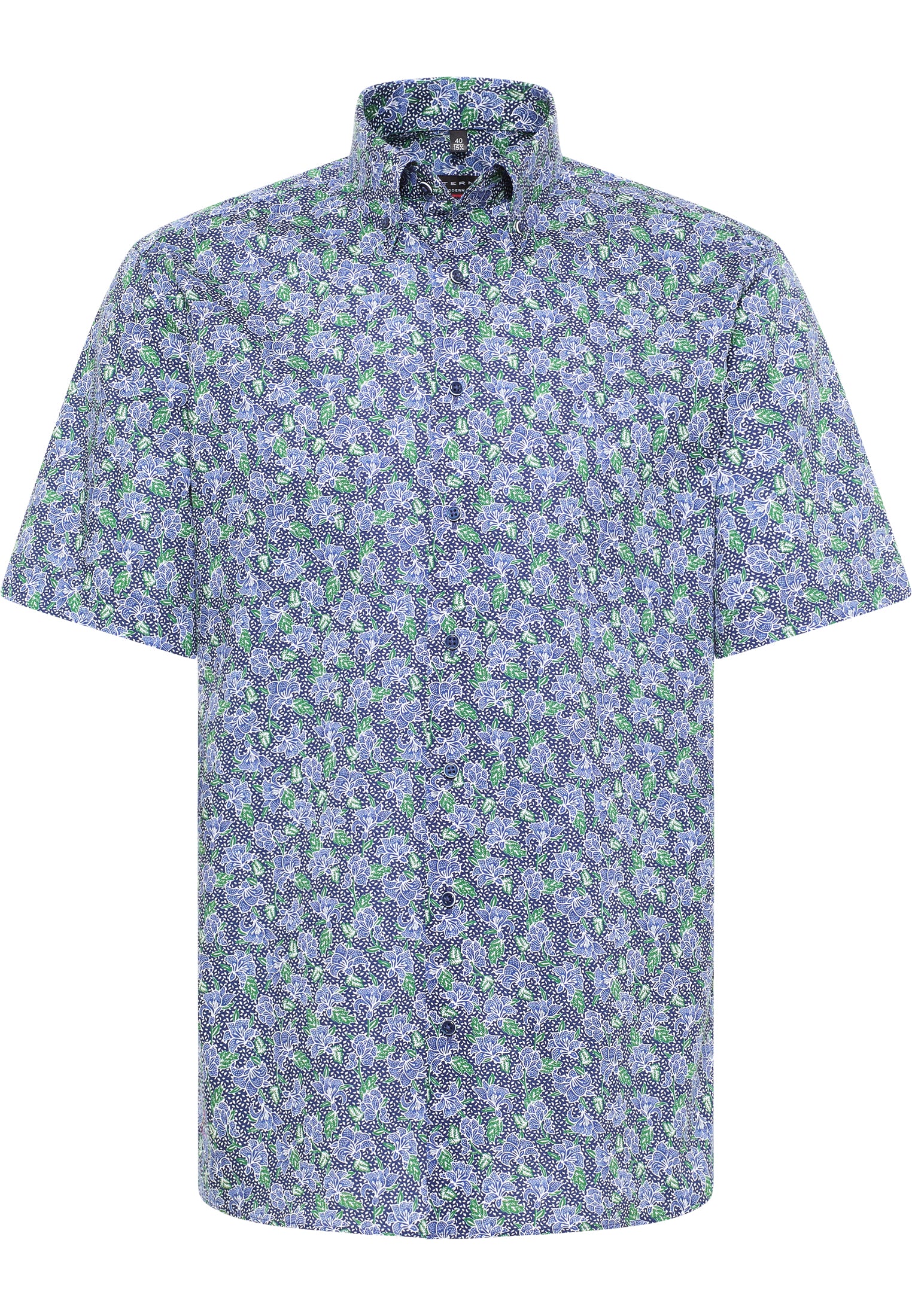 ETERNA bedrucktes Twill-Kurzarmhemd MODERN FIT (Grün)