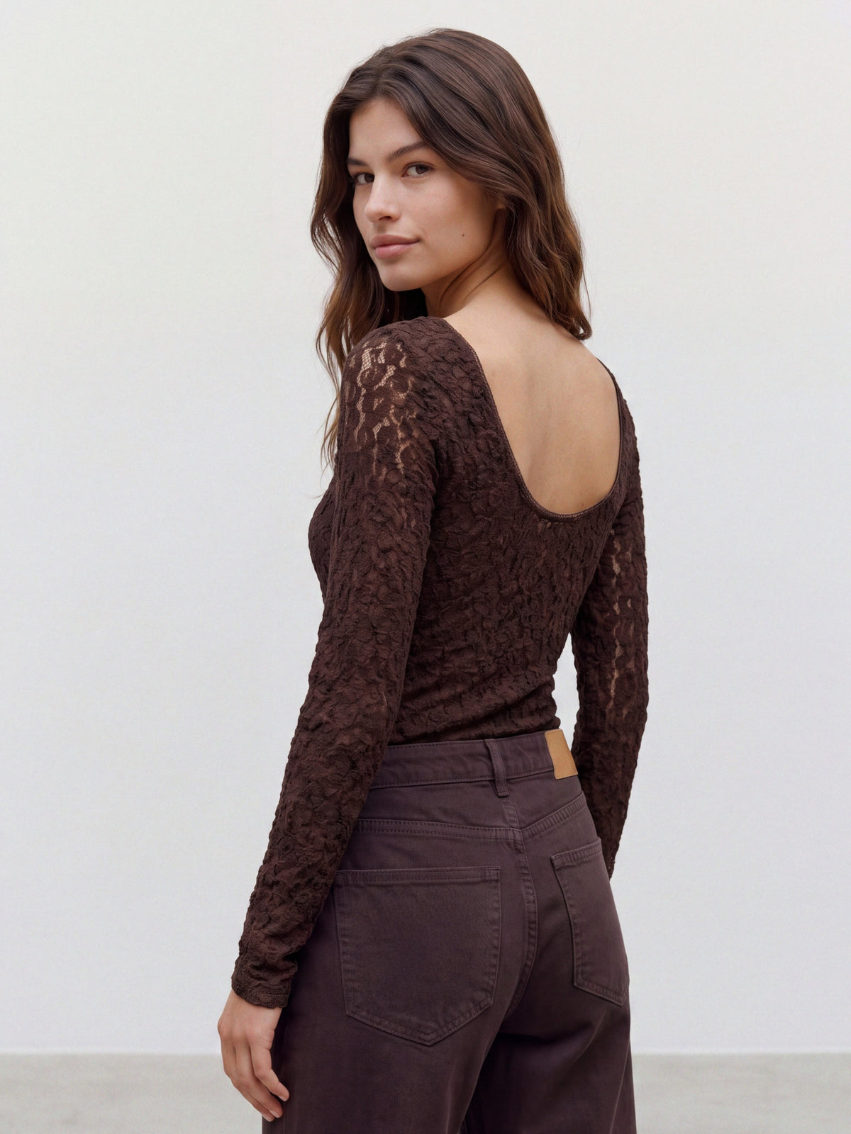 Vmflora Ls 2-way Lace Top Jrs Noos (Chocolate Tor)