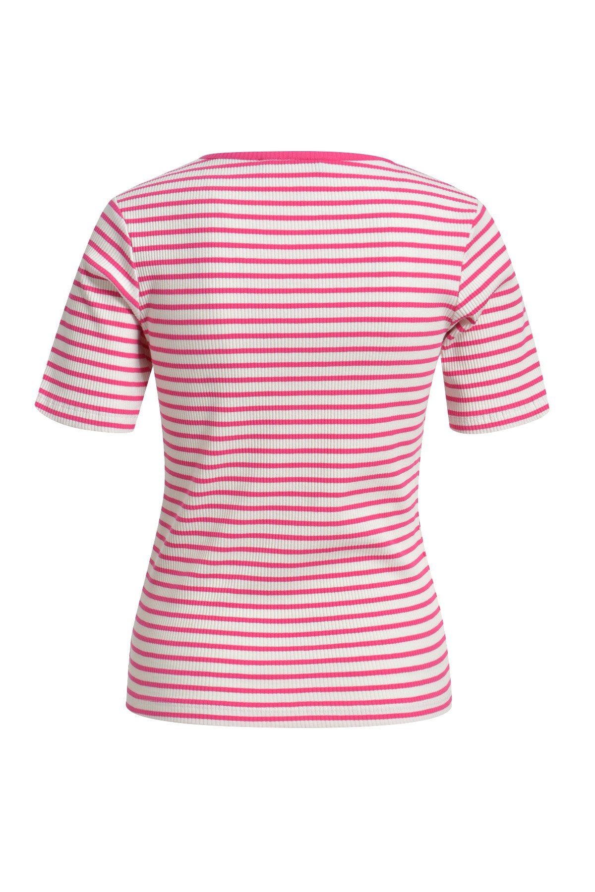 Fitted Rib T-Shirt Striped (Fuchsia)