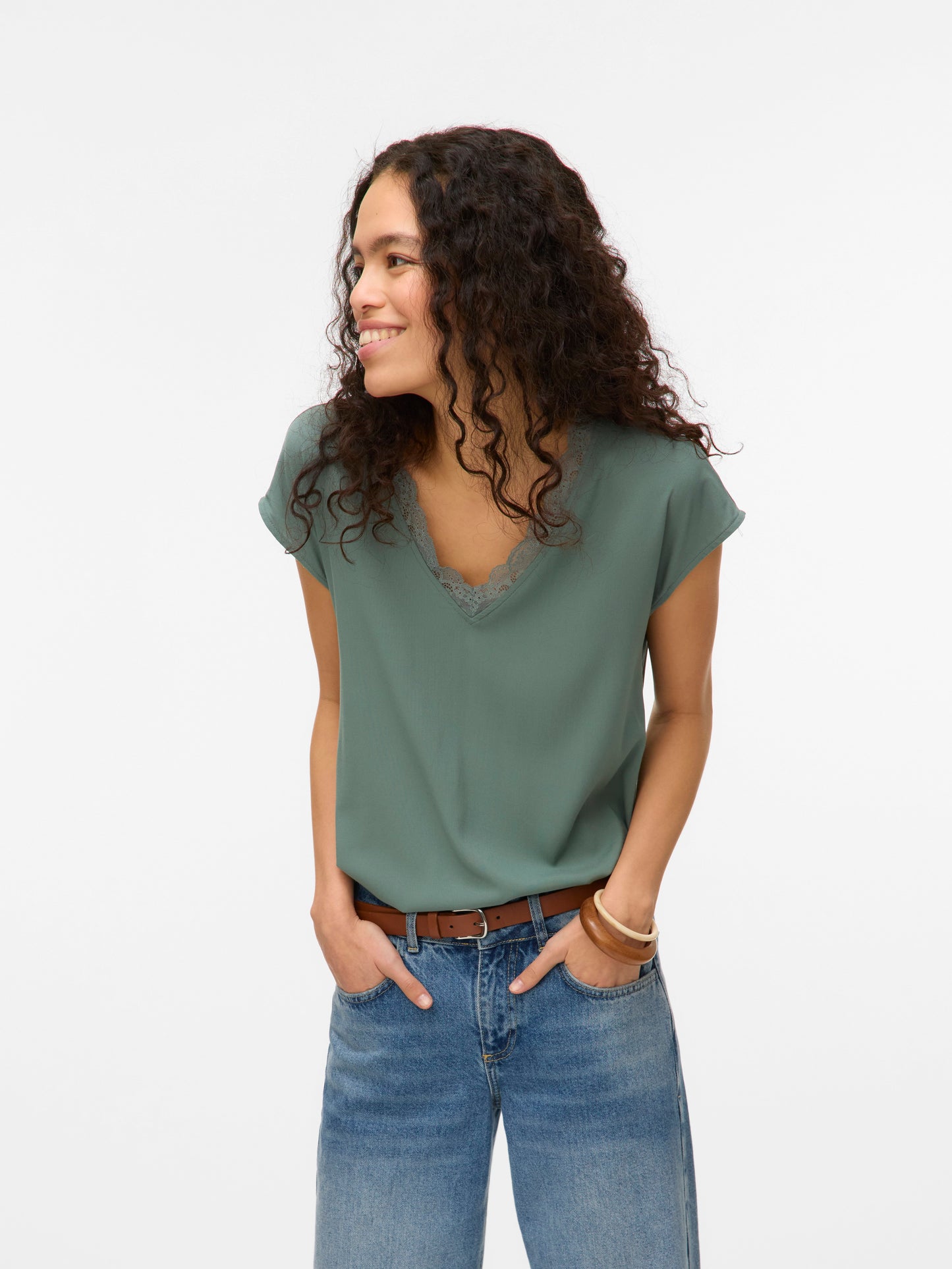 Vmbella Sl Lace Top Wvn Noos (Laurel Wreath)