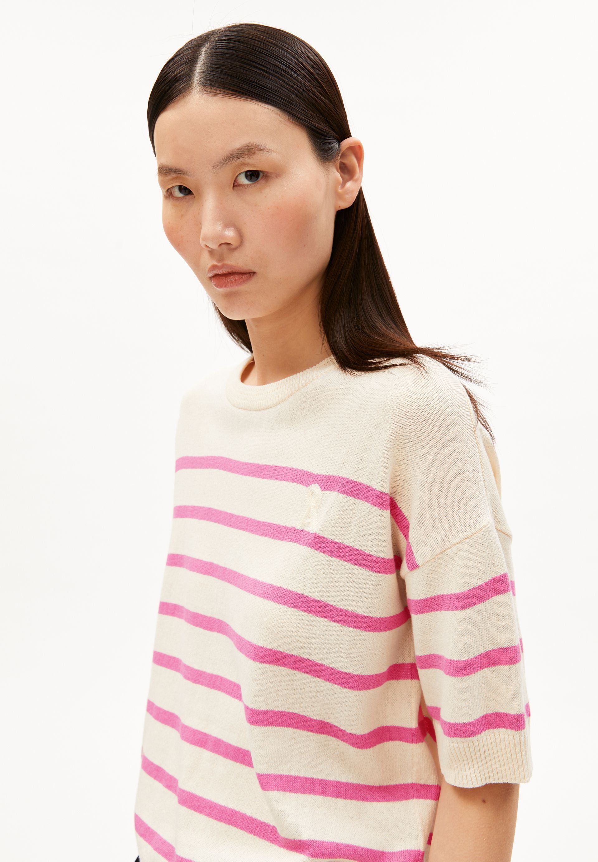 Striped Linen Blend Sweater (Undyed-washed B)