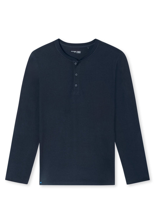 Langarmshirt Knopfleiste (Nachtblau)