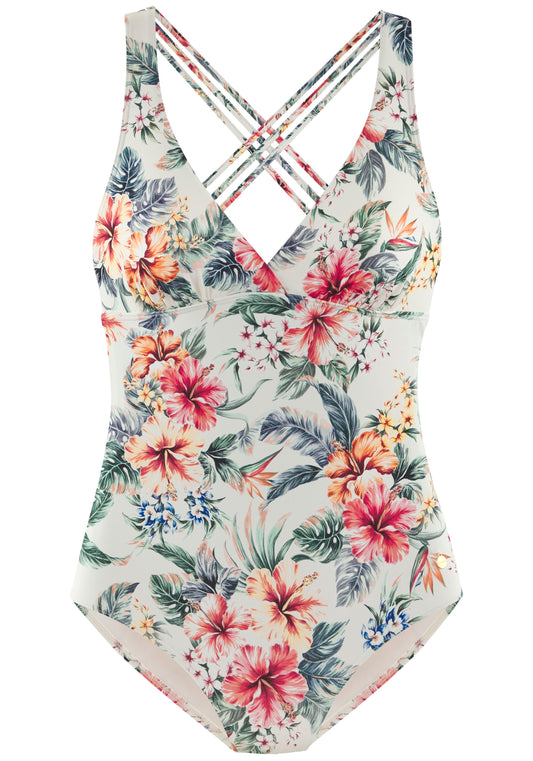 lascana Badeanzug (Creme Print)