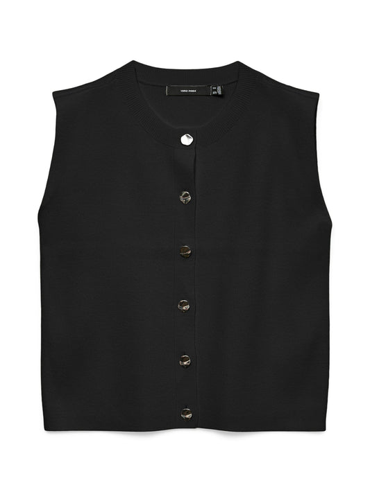 Vmgold Sl O-neck Button Vest Boo (Black)