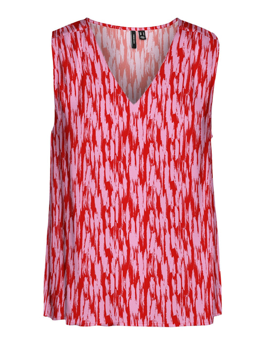 Vmeasy Joy S/l V-neck Top Wvn Ga (Fiery Red/)