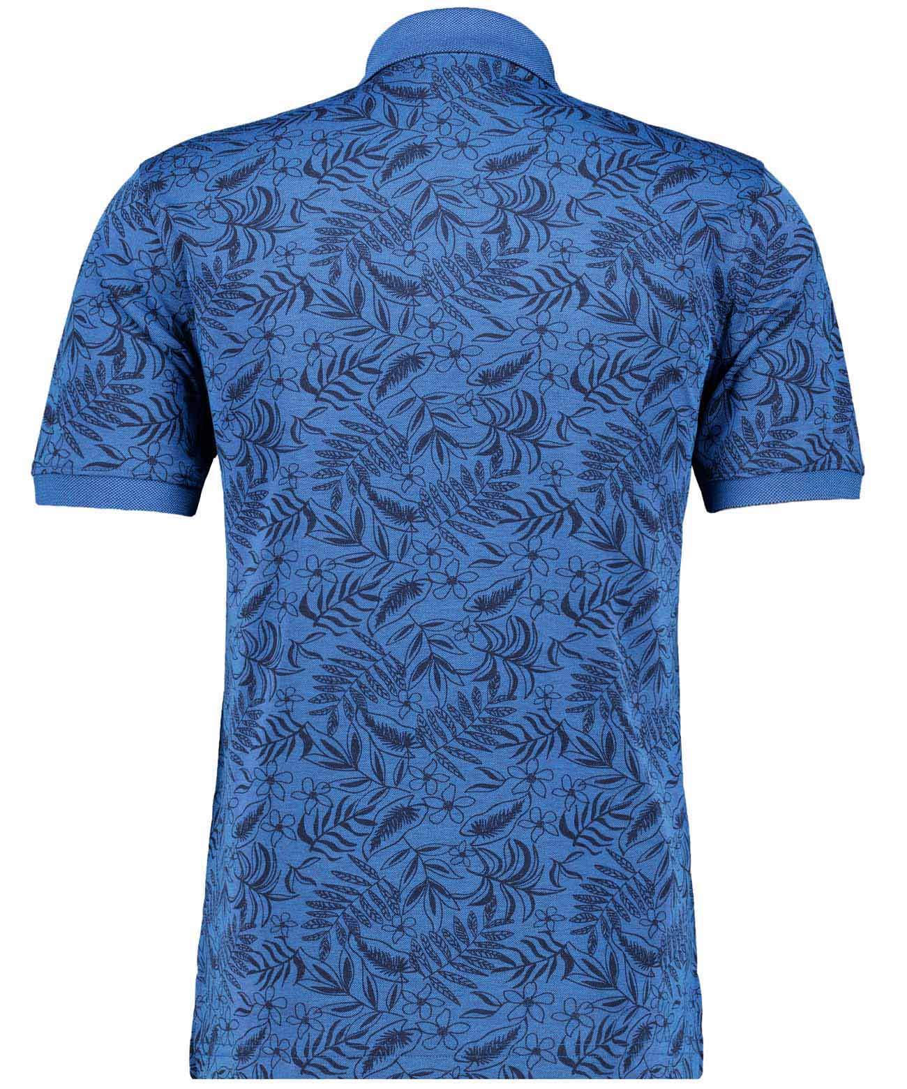 Softknit-Polo mit Alloverprint, kurzarm (Blau)