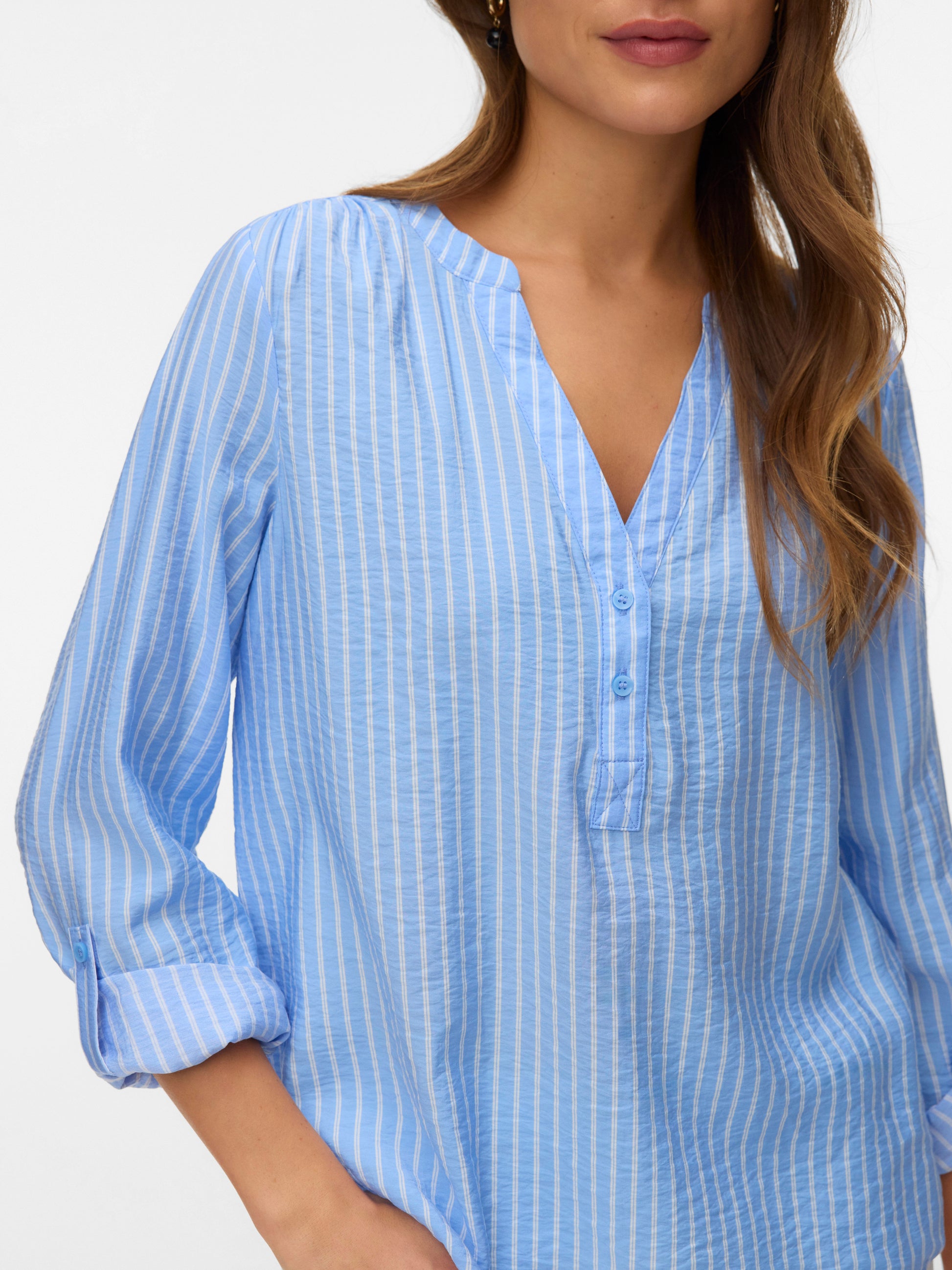 Vmkaja Ls V-neck Fold-up Top Wvn (Vista Blue)