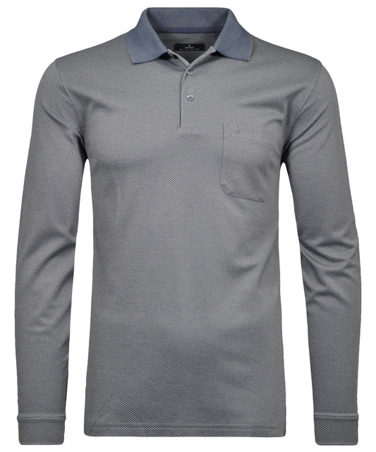 Poloshirt langarm (Grau Blau)