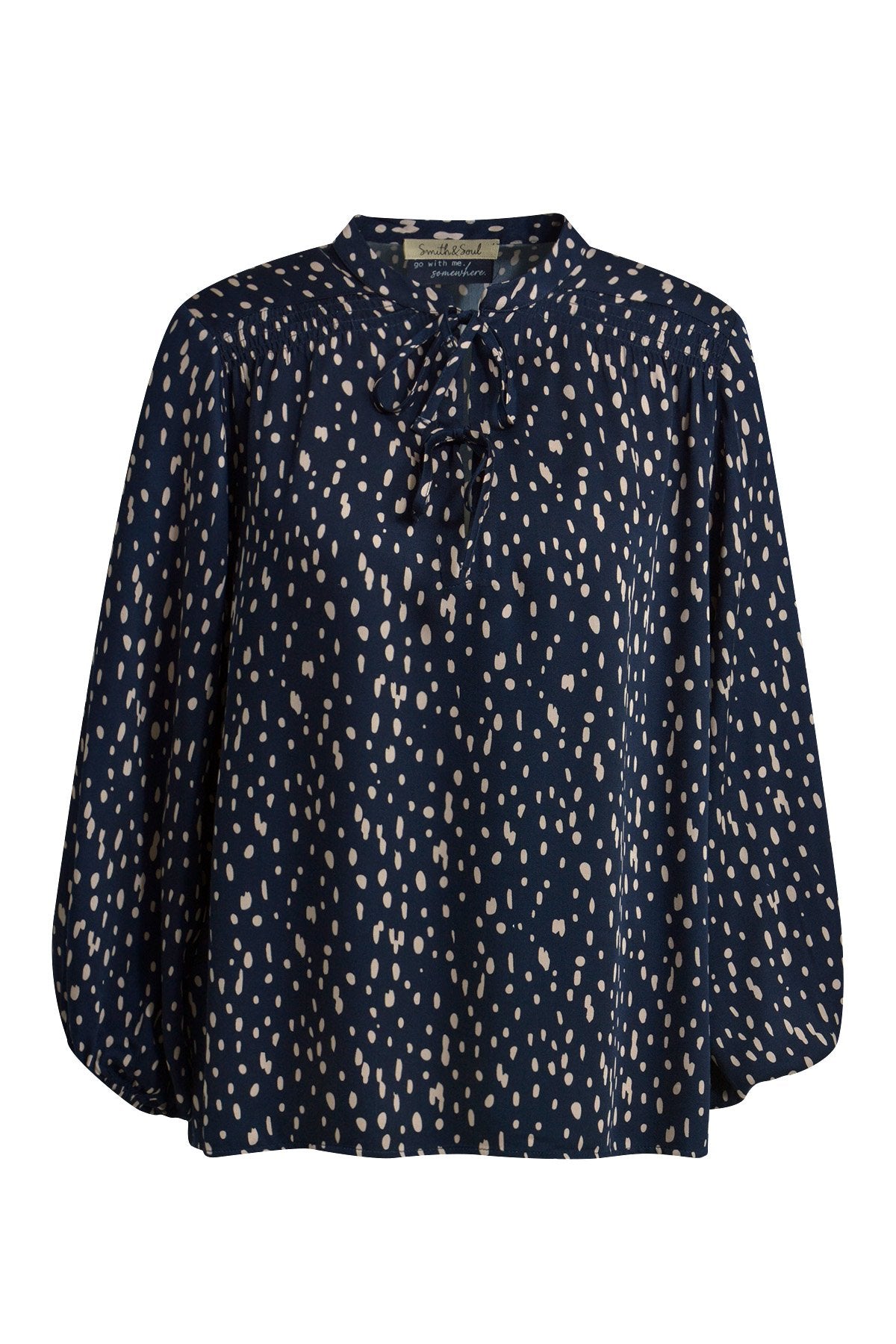 Voluminous Blouse with straps (Marine Print)