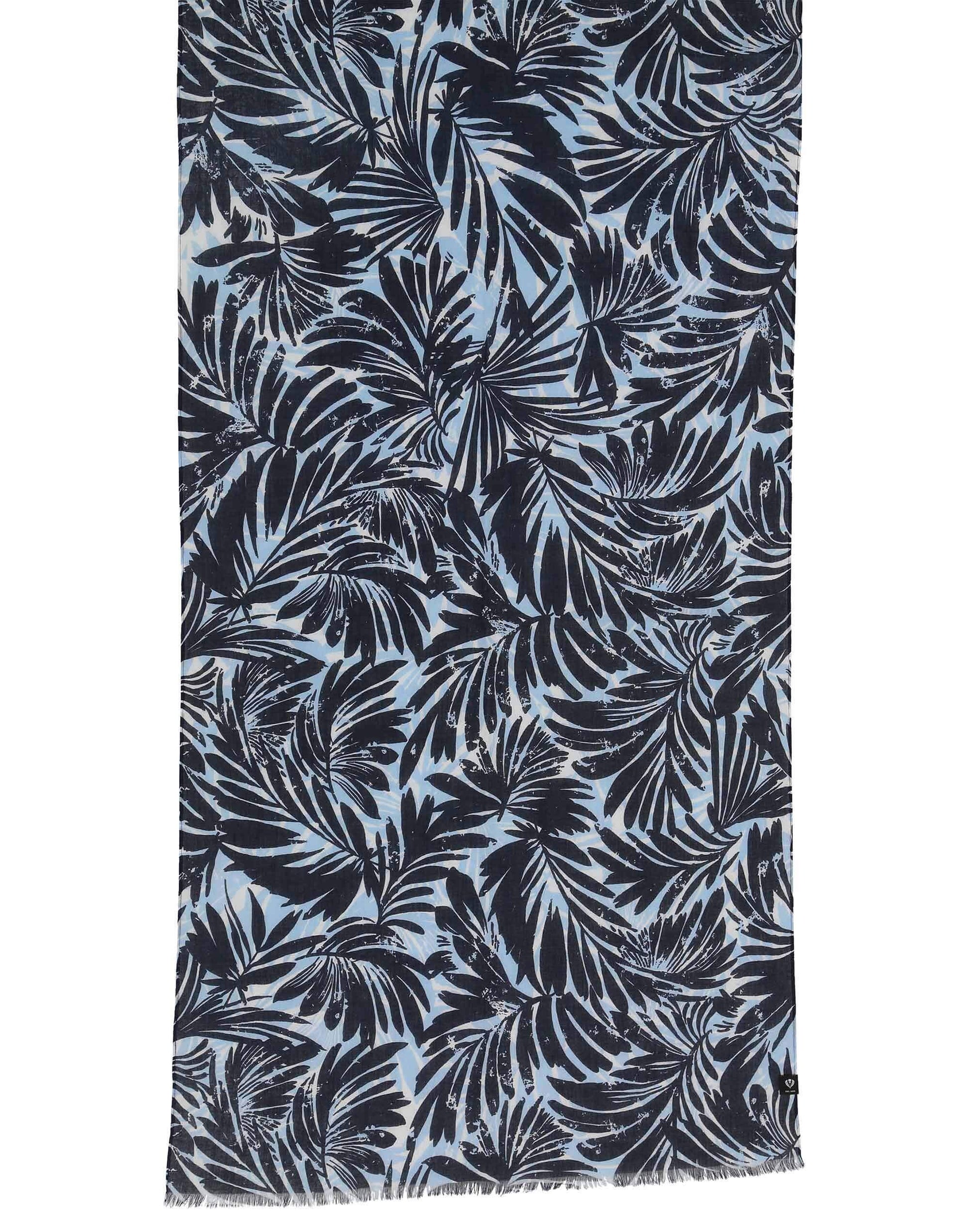 Schal Schal mit Palmenblatt-Design aus reiner Baumwolle (True Blue)