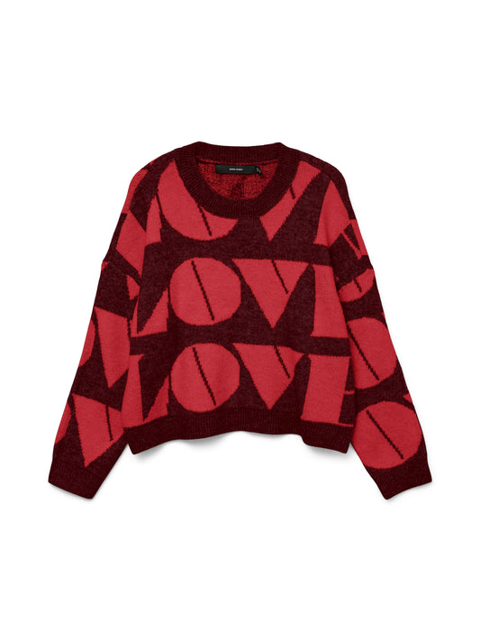 Vmlove Ls O-neck Pullover Boo (Syrah/w. R)