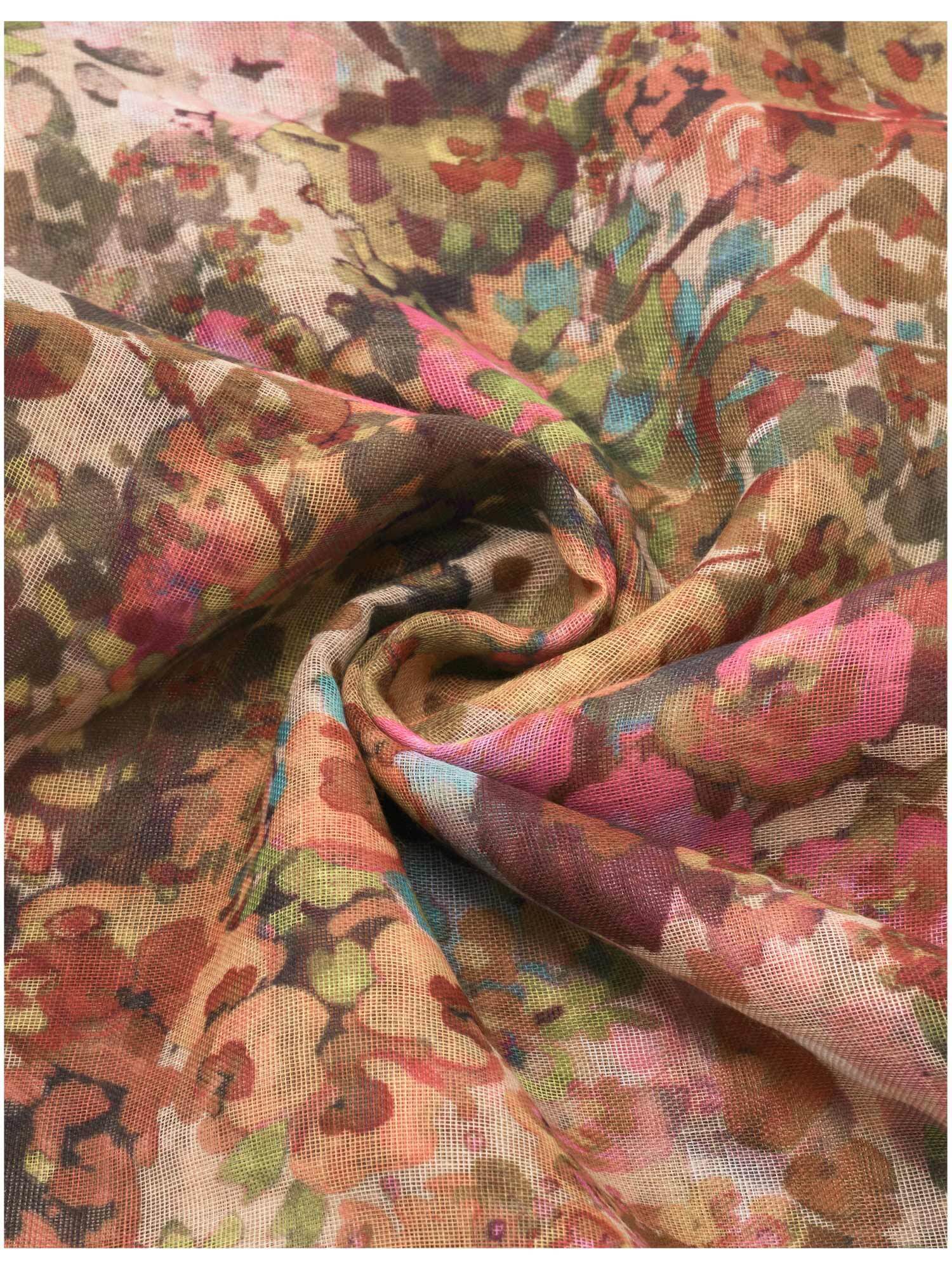 recyceltes Polyester Schal Sustainability Edition - Schal mit Millefleur Aquarell-Design (Multicolor)