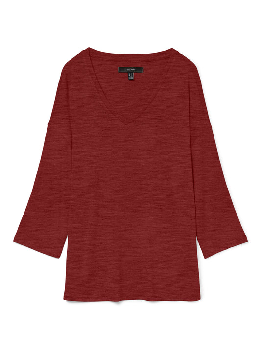 Vmbrianna 3/4 V-neck Blouse Boo (Syrah/w. R)