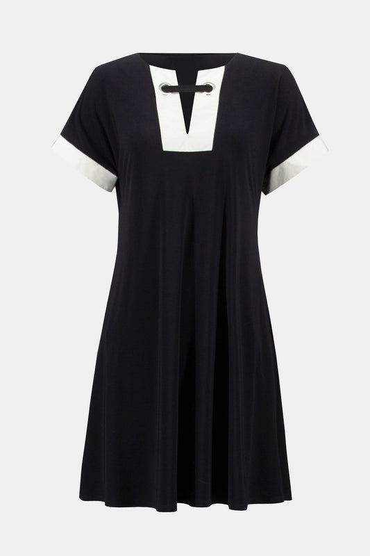Jerseykleid in A-Linie im Color-Blocking-Stil (Schwarz/perlmut)