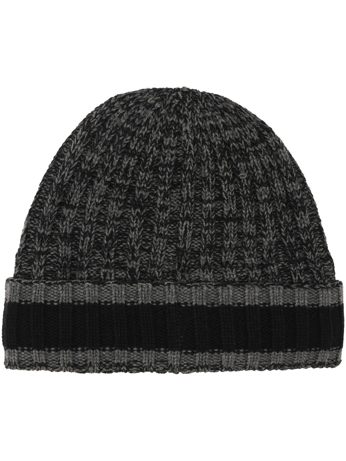 Polyacryl Kopfbedeckung Melierte bugatti Beanie mit farblich abgesetzem Umschlag (Black)