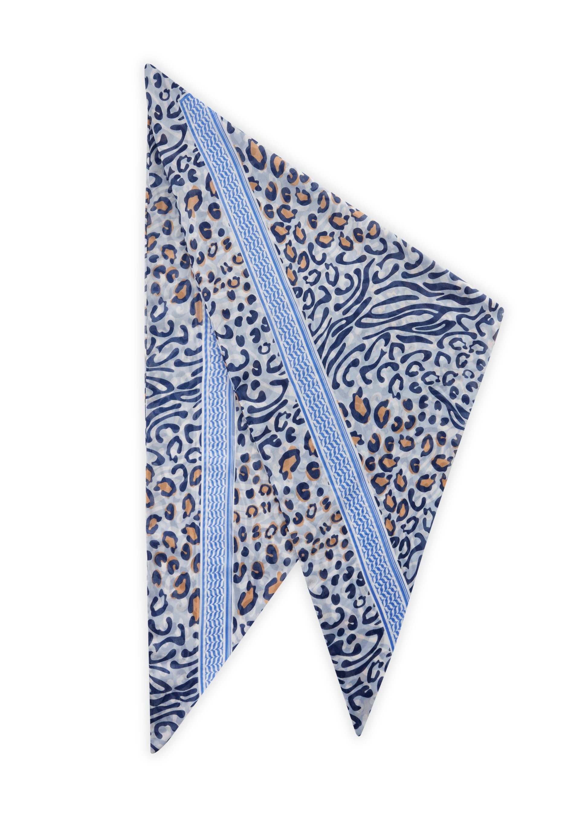 Dreieckstuch aus recyceltem Polyester mit Leoparden-Muster (Blu2 Blau)