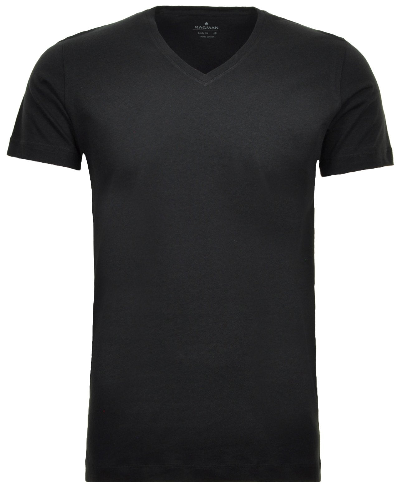 2 T-Shirt Doppelpack Bodyfit mit V-Ausschnitt (Schwarz)
