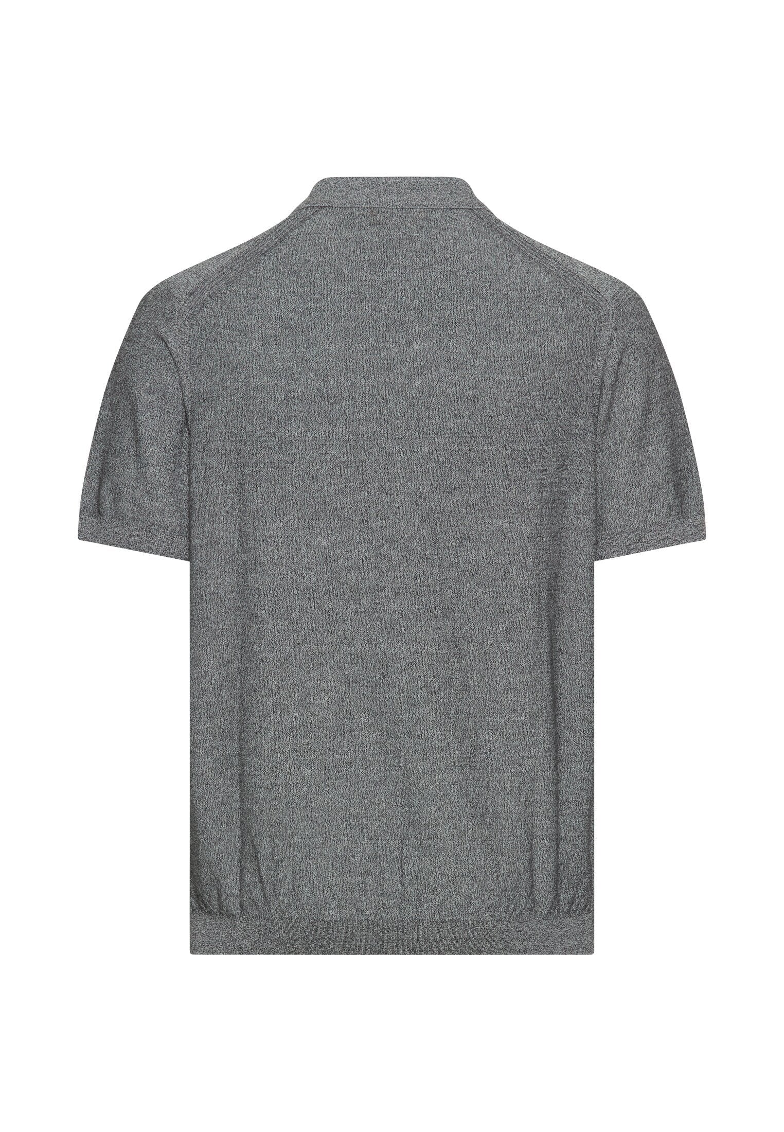 Meliertes Kurzarm Poloshirt aus Baumwolle (Dark Navy)