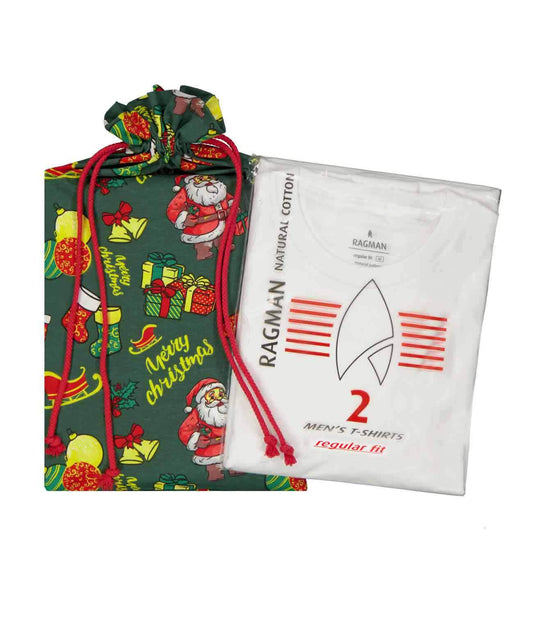X-Mas RAGMAN Doppelpack - 2 T-Shirts mit Rundhals (Weiss)
