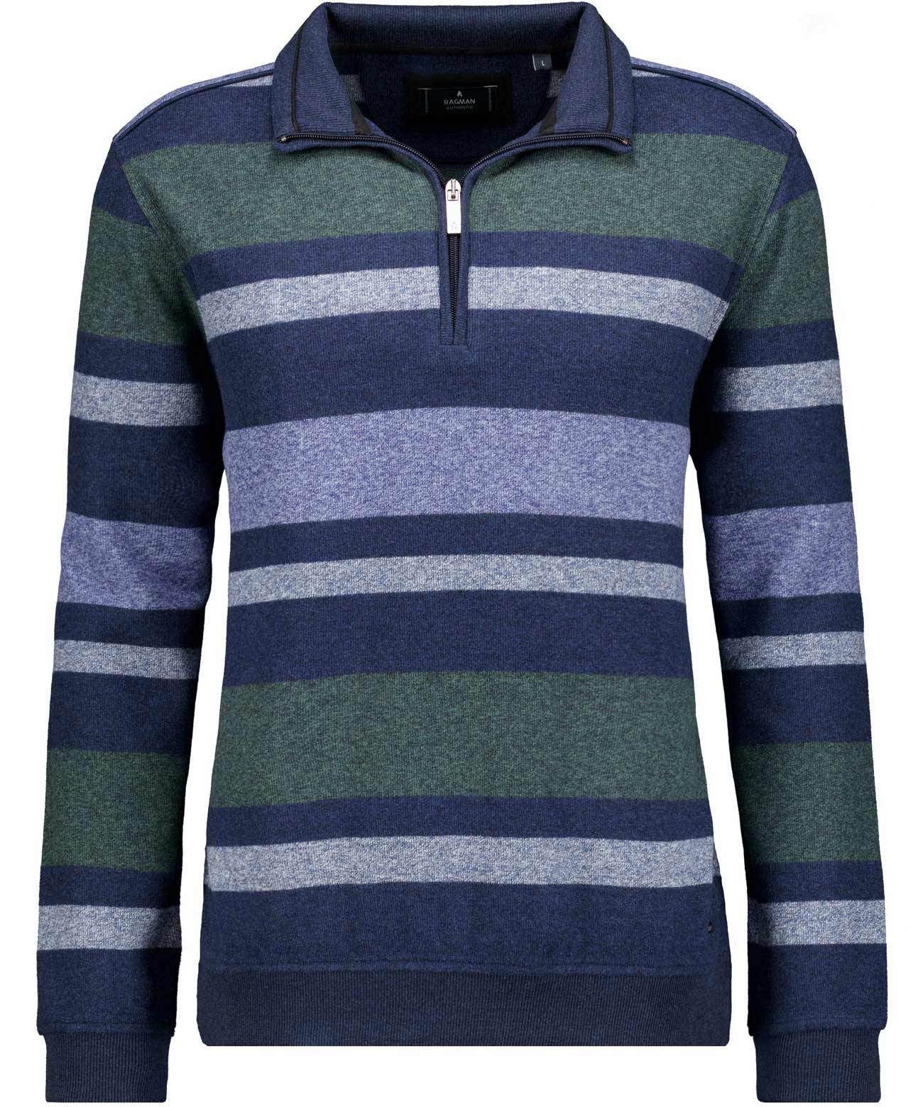 Troyer-Sweatshirt gestreift (Dunkelblau)