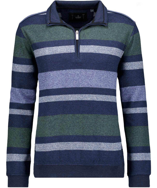 Troyer-Sweatshirt gestreift (Dunkelblau)