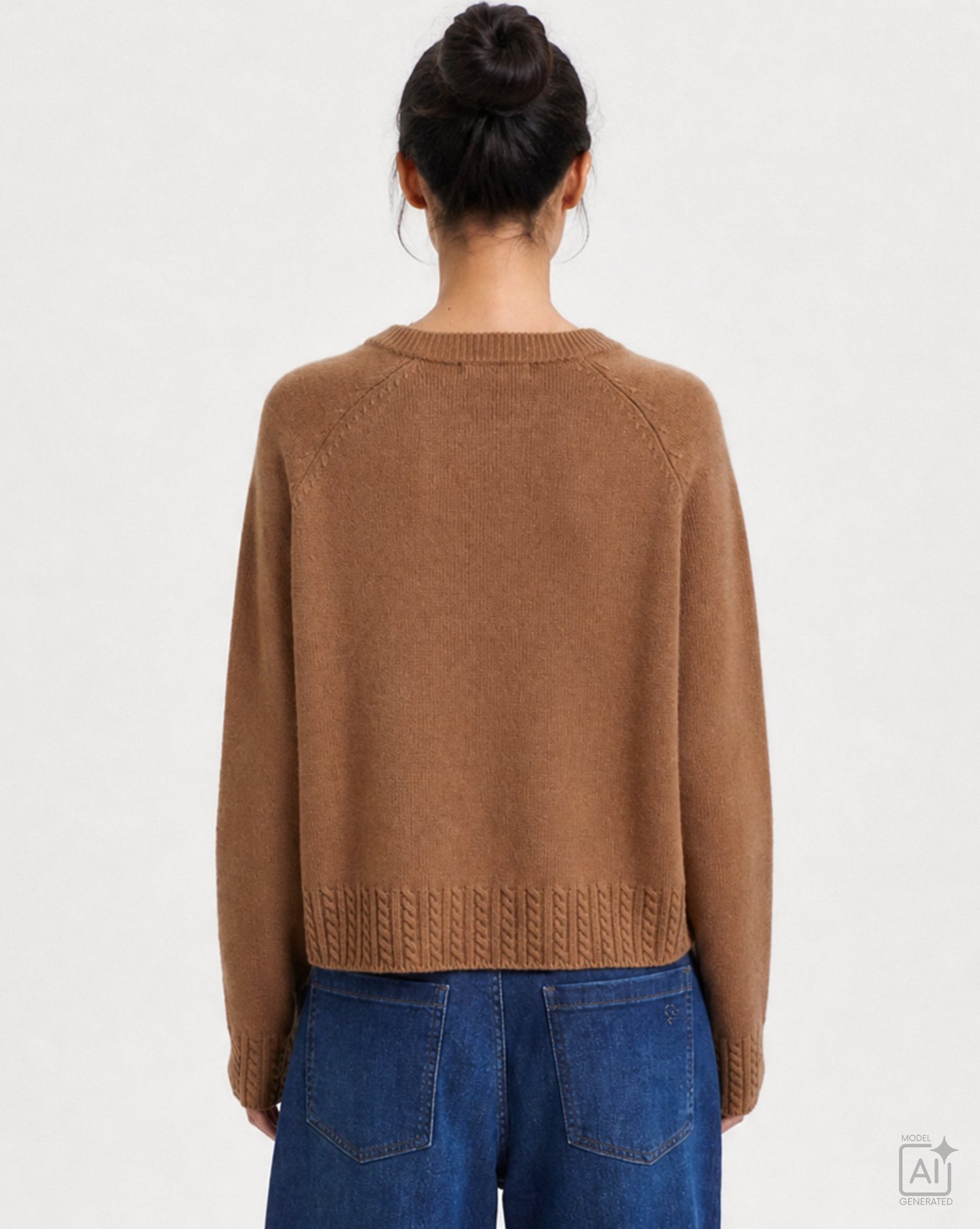 Raglan Cardigan Cable hem (Toffee)