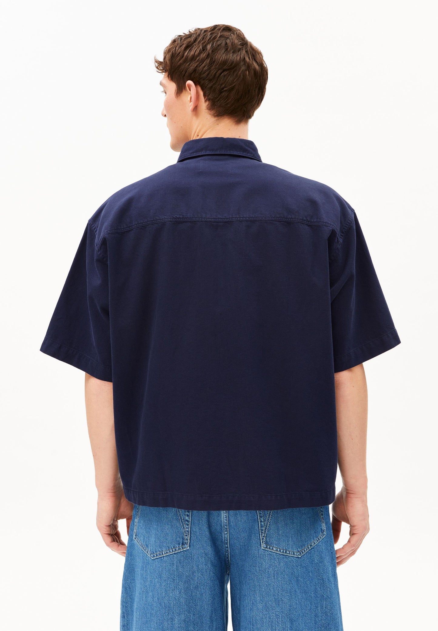 Cotton Lino Shortsleeve Shirt (Tinted Navy)