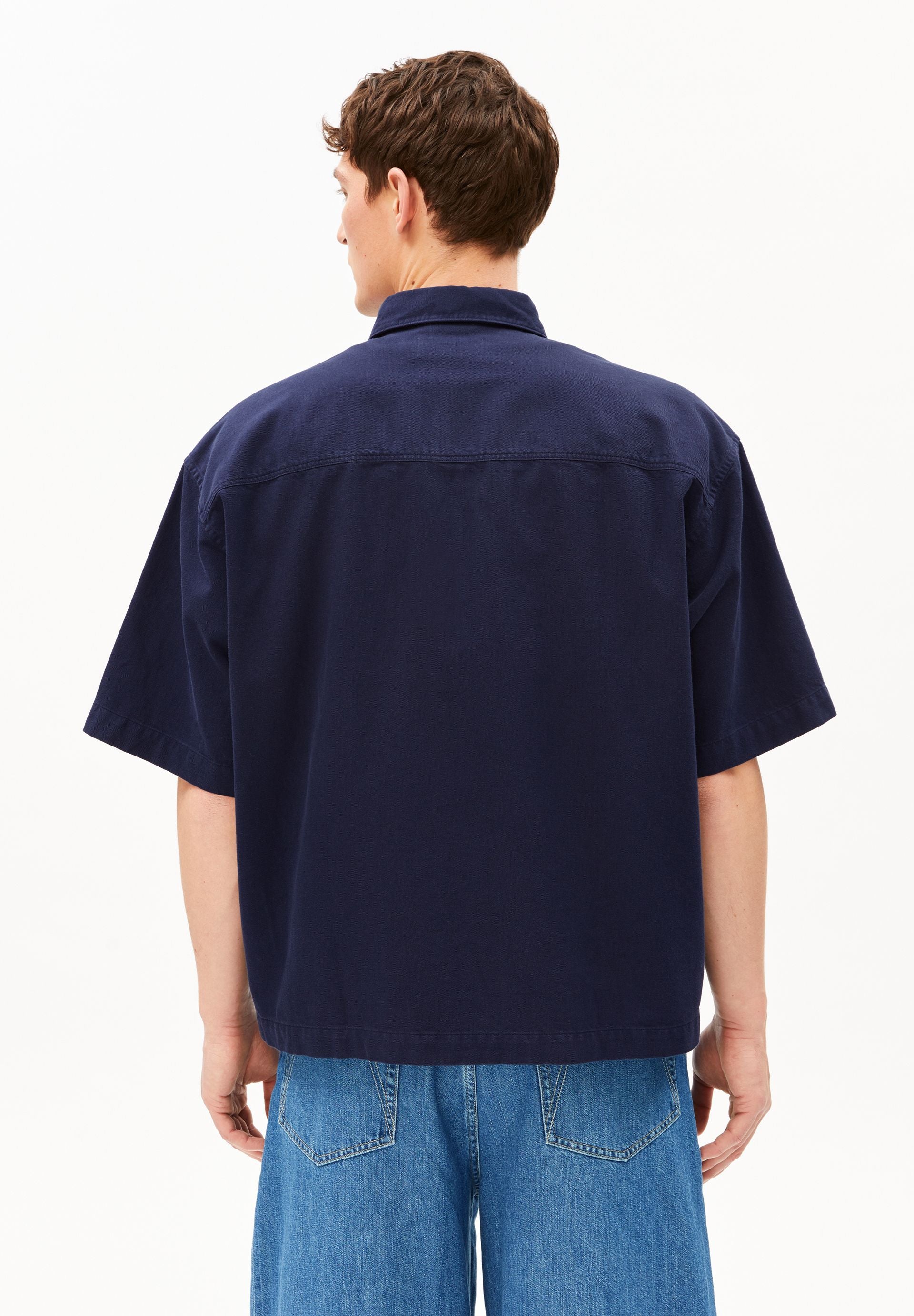 Cotton Lino Shortsleeve Shirt (Tinted Navy)
