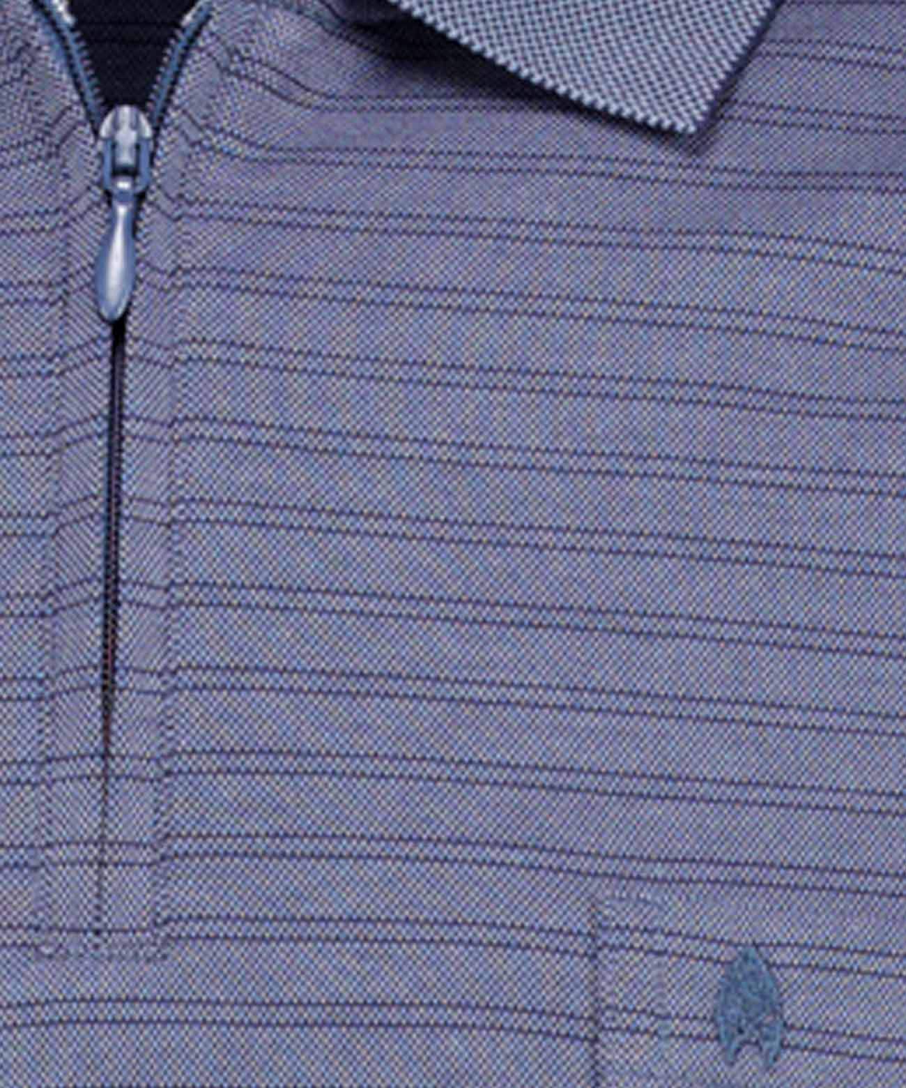 Fineliner-Poloshirt mit Reissverschluss, Langarm (Jeans)