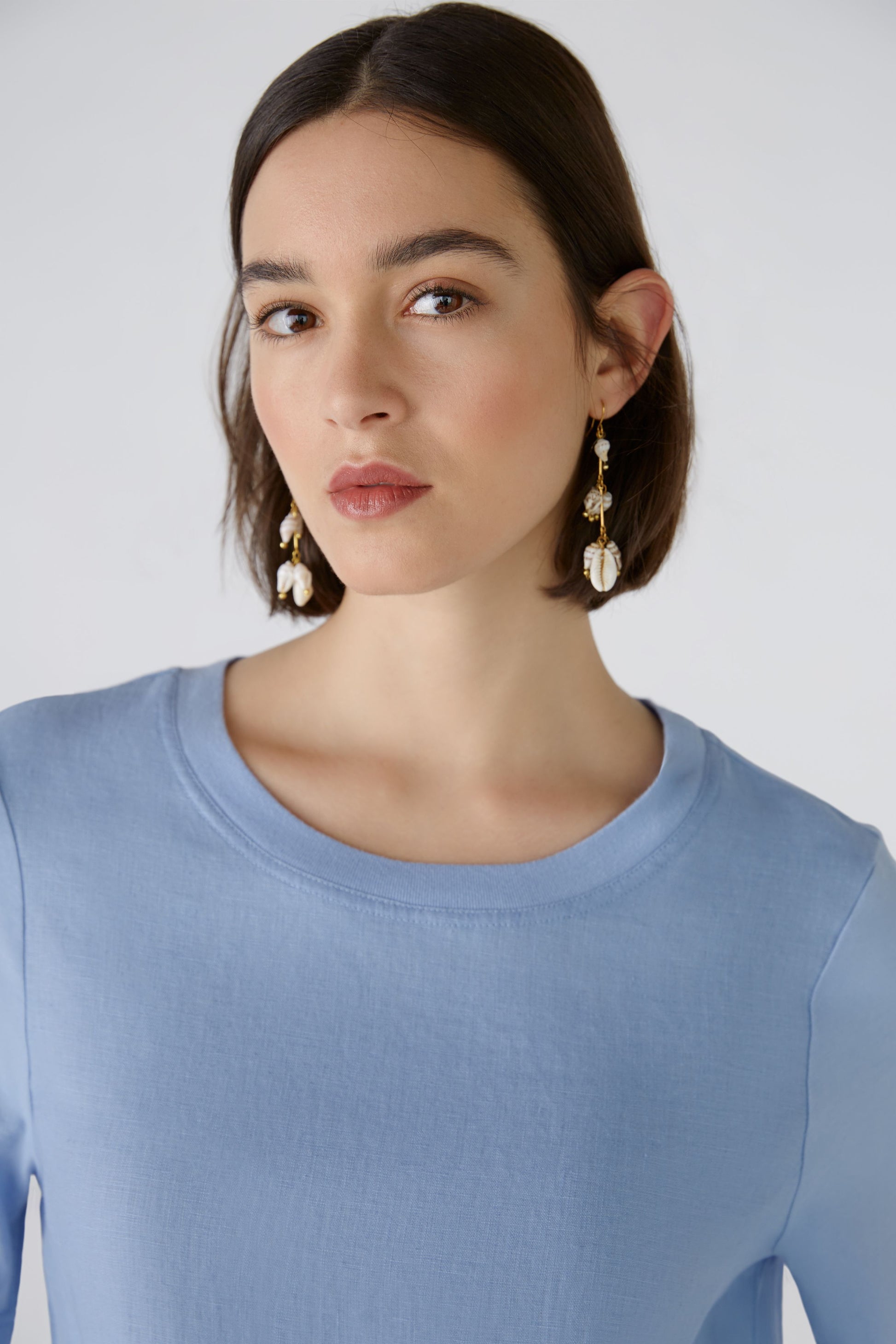 Kleid Leinen-Baumwollpatch (Light Blue)