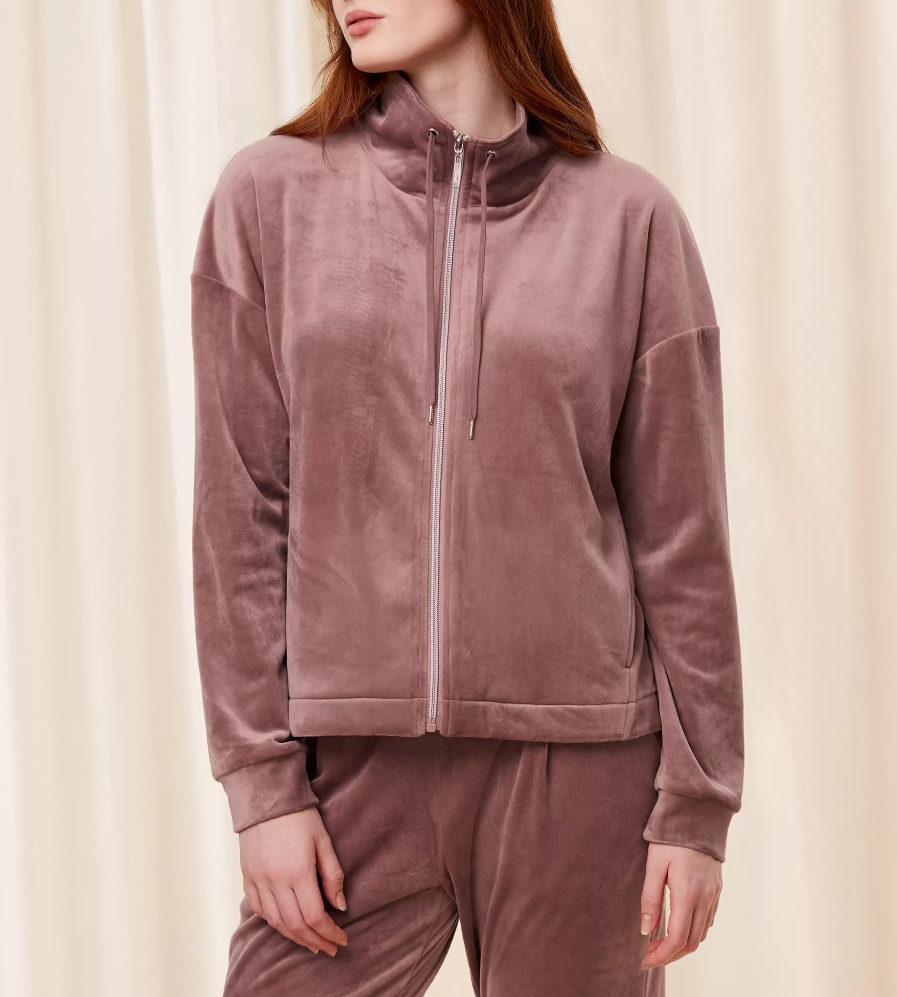 Cozy Comfort Velour Zip Jacket (Sweet Chestnut)