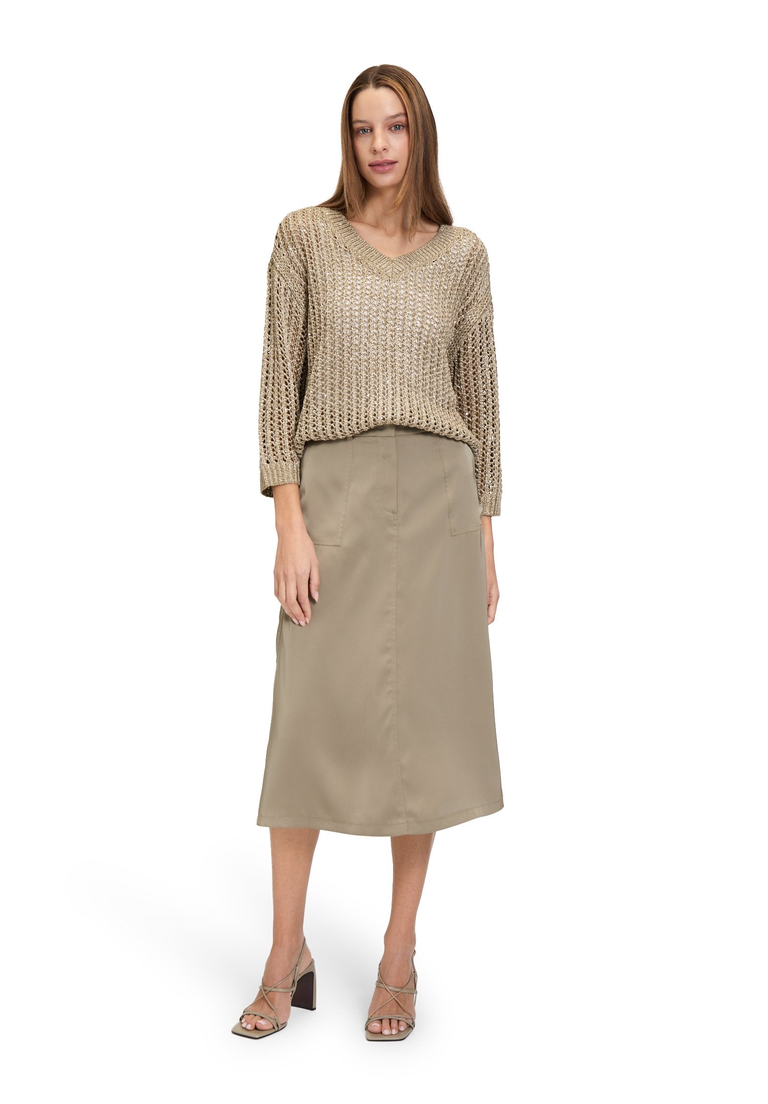 Lochstrick-Pullover (Soft Olive)