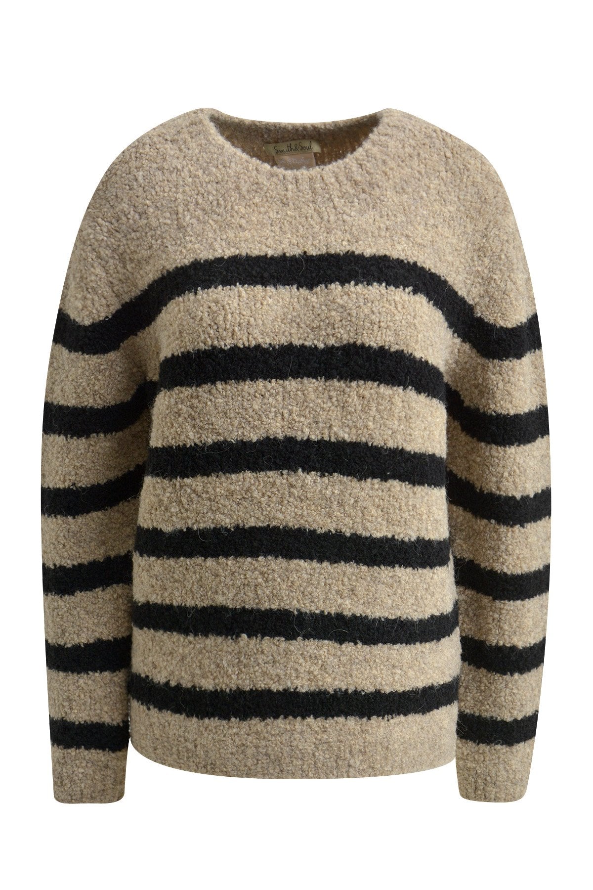 Stripe round neck Knit (Cappuccino Prin)