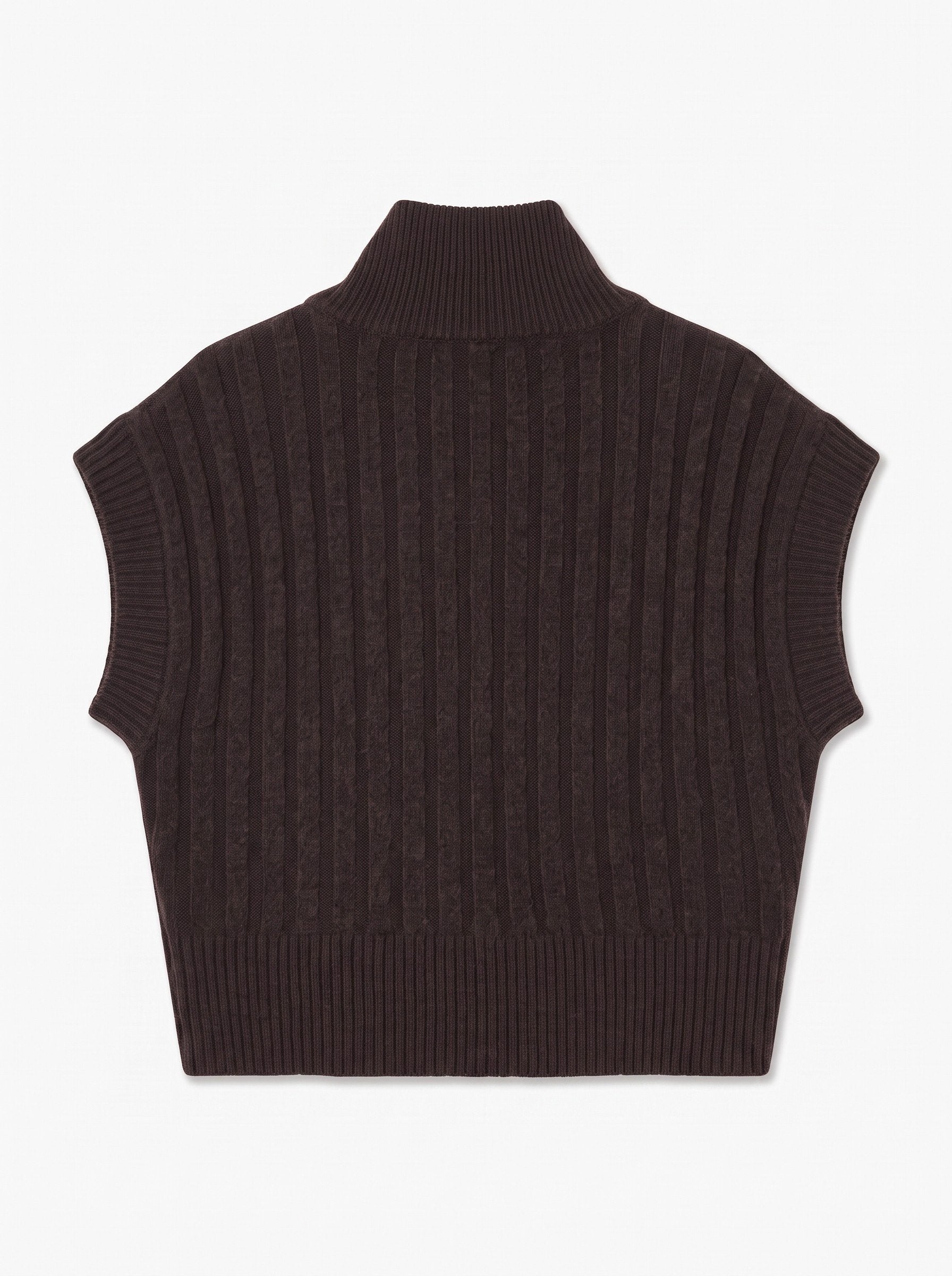 Vmbang Rib Sl Highneck Zipper Vest Noos (Chocolate)
