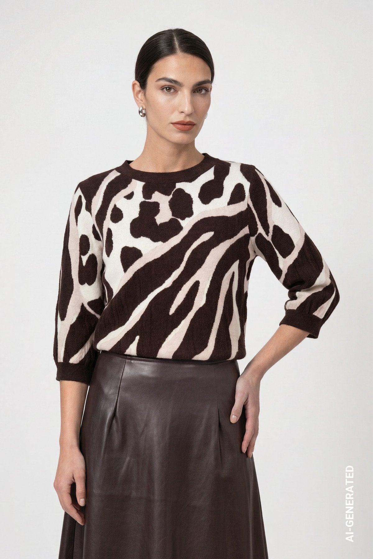 Strickpullover mit Leo-Tiger-Mustermischung (Black Coffee Gem)