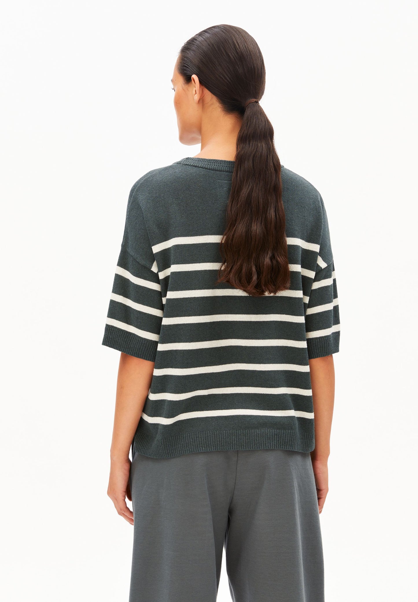 Striped Linen Blend Sweater (Space Steel-und)