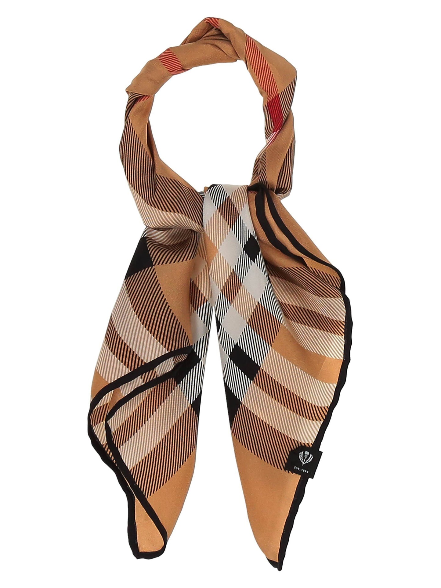 Nickituch Nickituch mit FRAAS Plaid Karo aus reiner Seide (Camel)