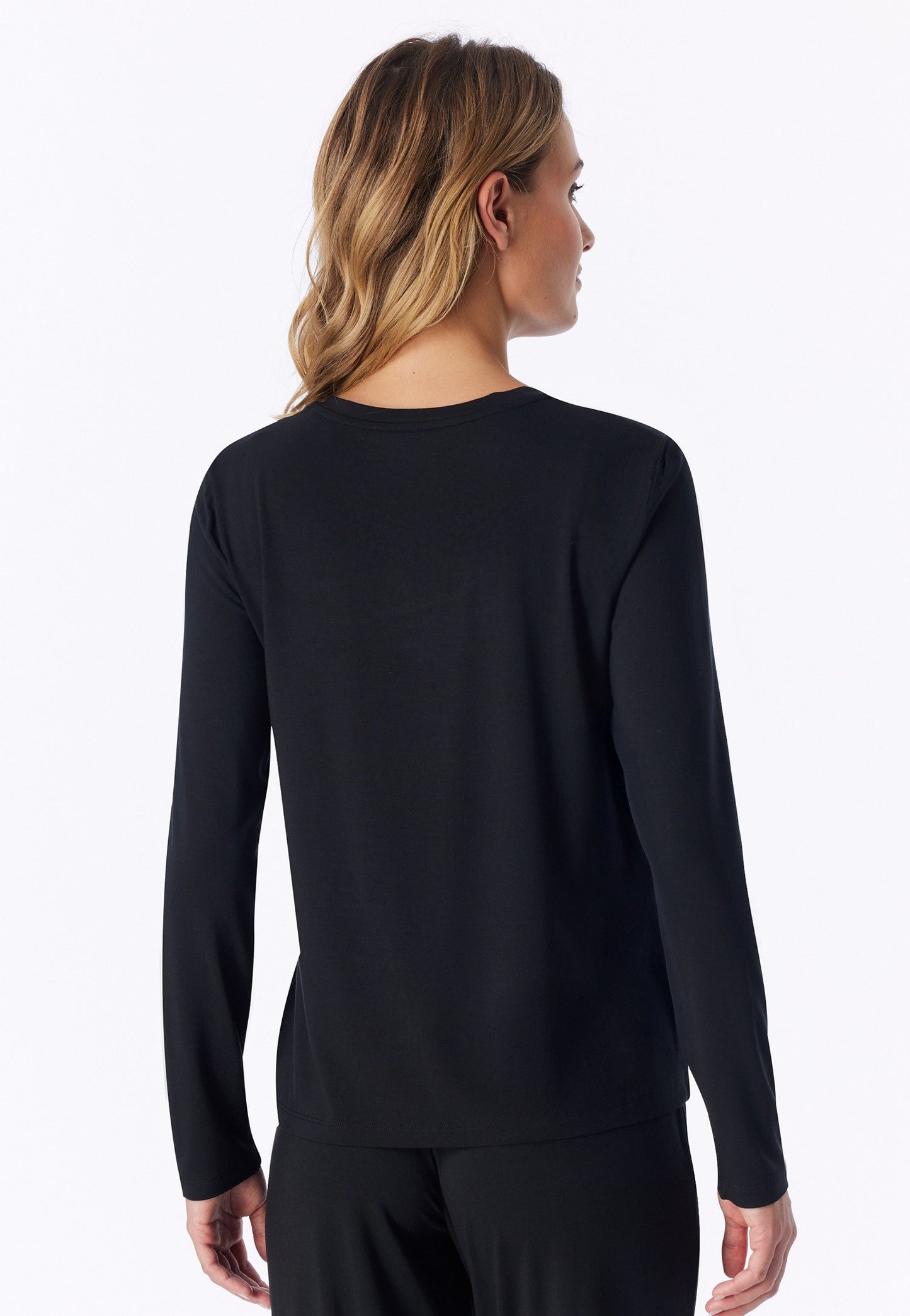 Shirt langarm Rundhals (Schwarz)