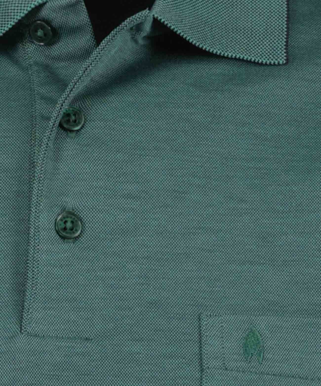 Softknit-Polo mit Brusttasche, Langarm (Moosgrun)