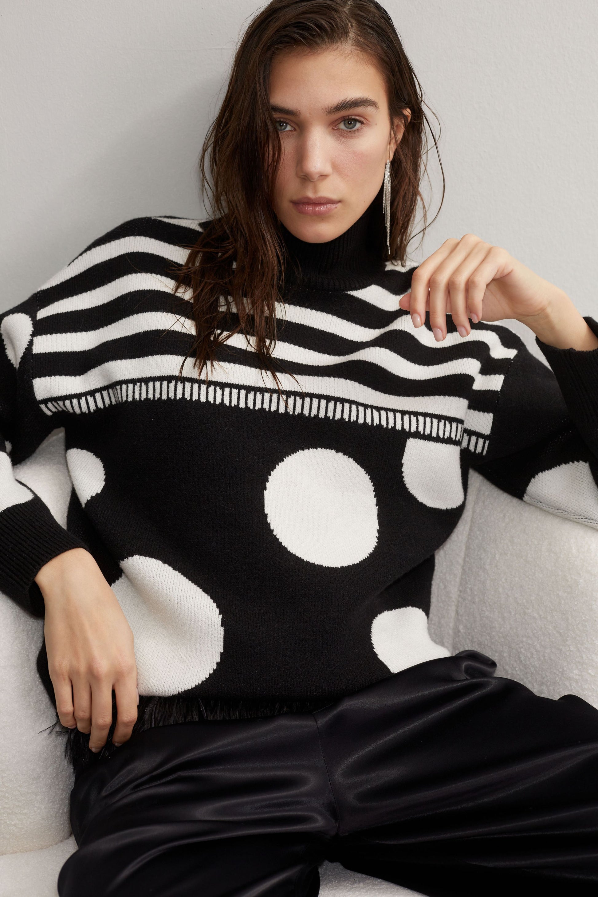 Pullover Viskosemischung (Black Offwhite)
