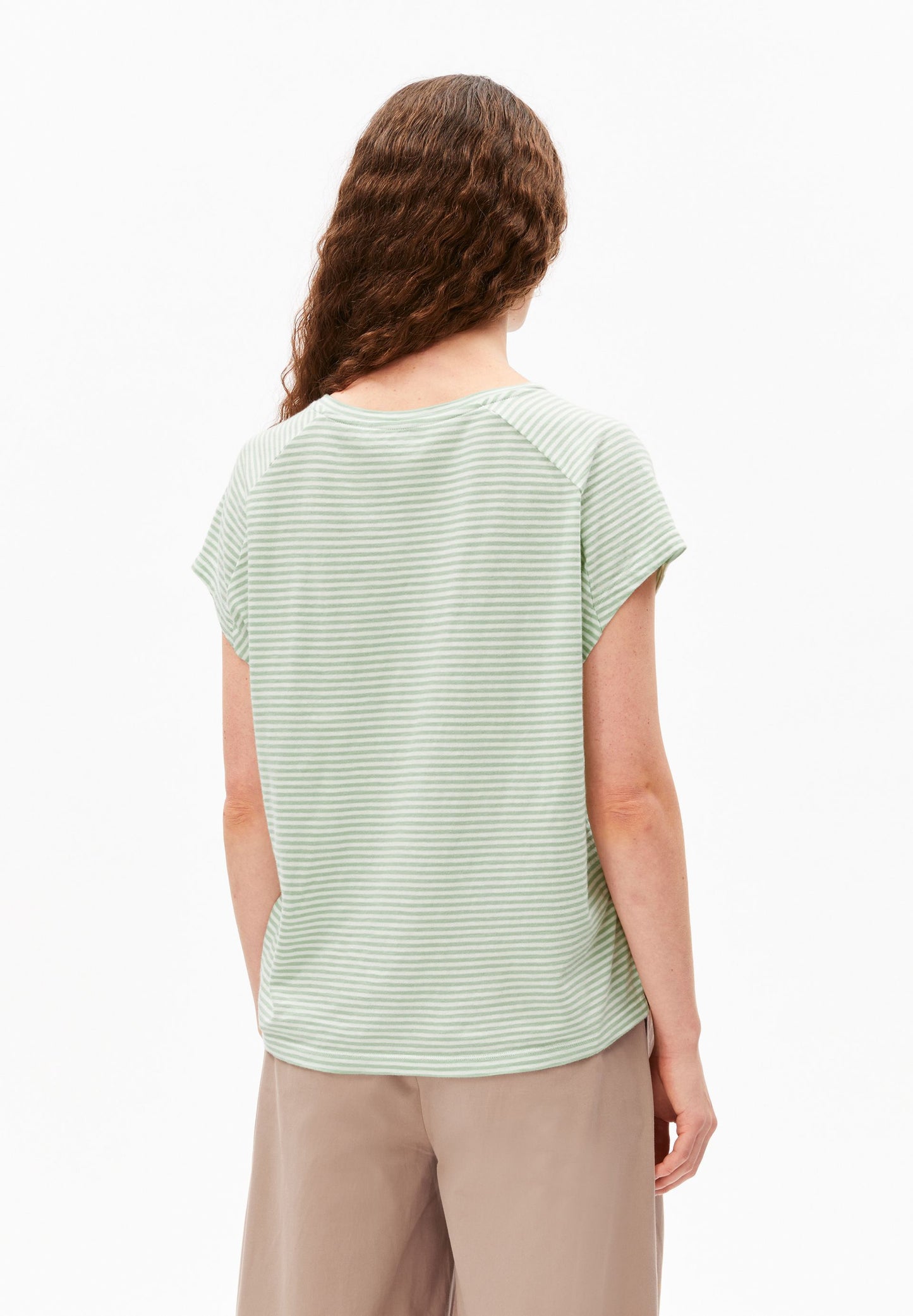 Slub Jersey Stripe T-shirt (Oatmilk-foam)
