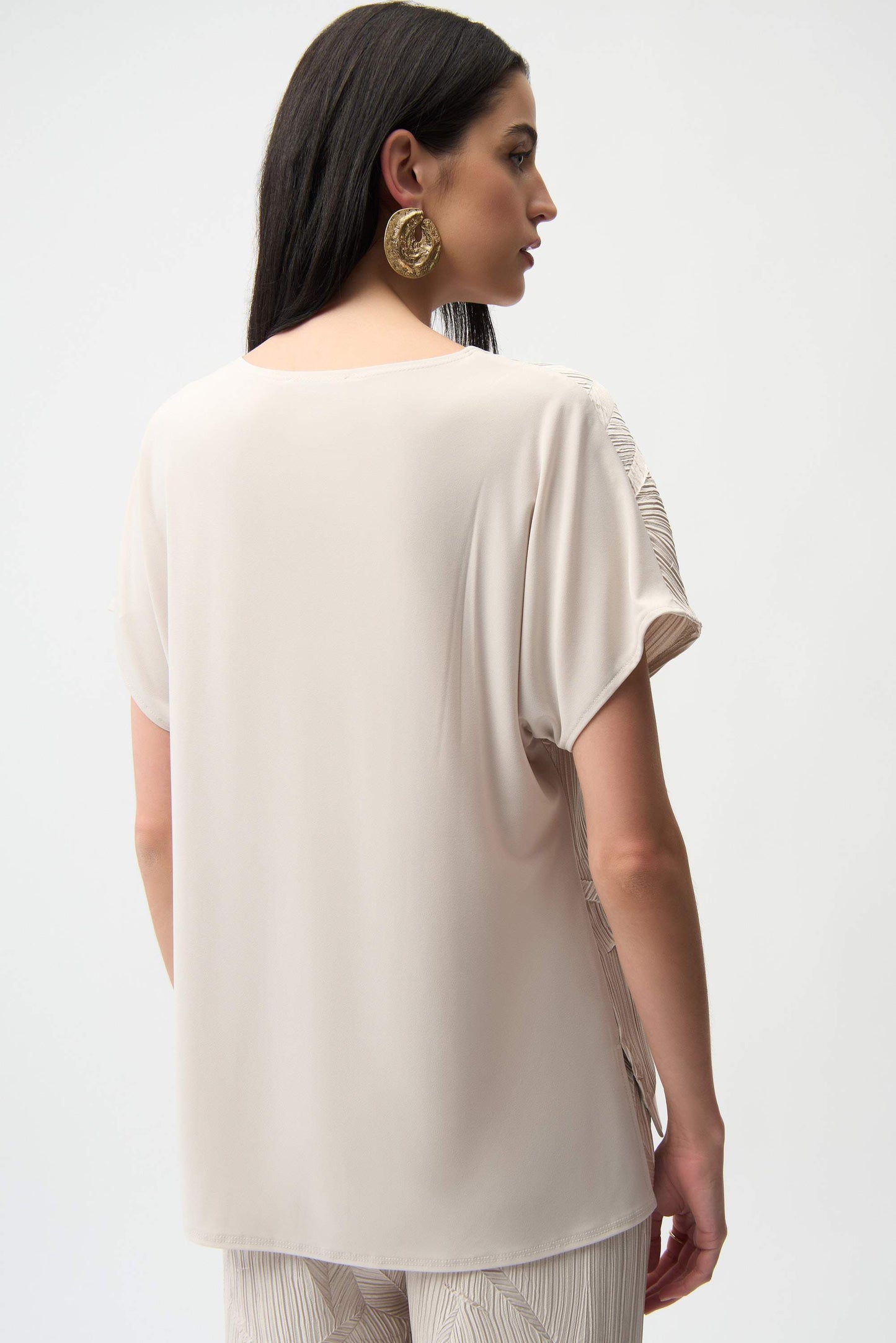 Shirt auss Jersey mit plissiertem Satin im Vorderteil (Perlmutt)