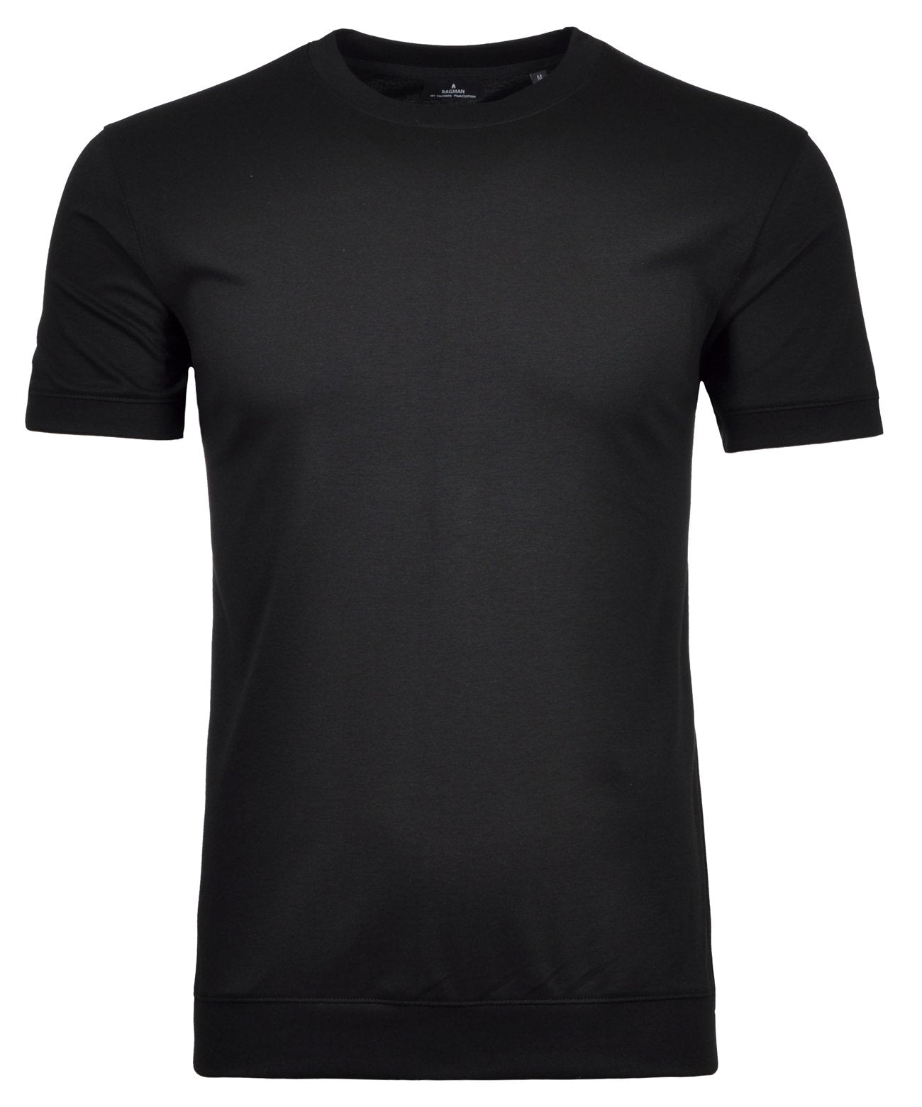T-Shirt Rundhals mit Bündchen (Schwarz)